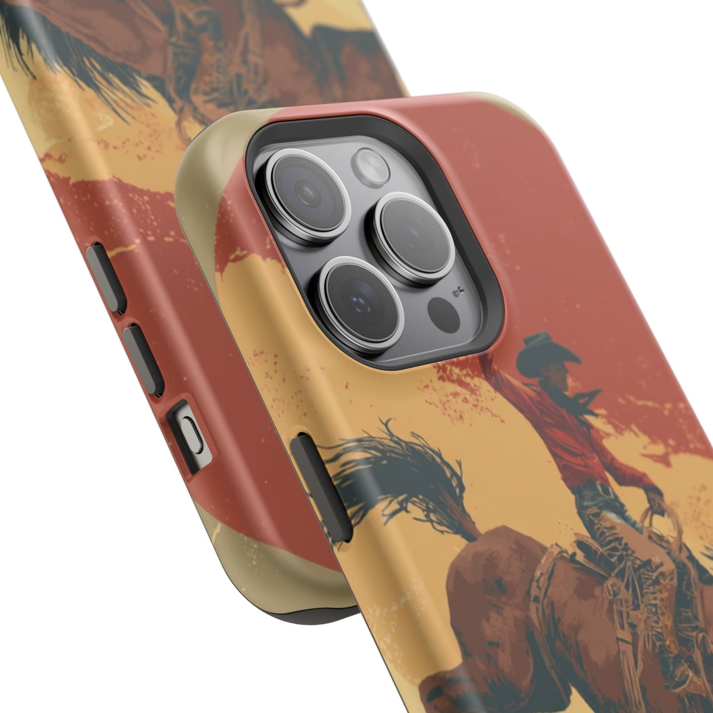 Magnetic Phone Case - Vintage Cowboy Design, Durable Cell Phone Cover, Western Style Accessory, Unique Gift for Rodeo Fans, Protective Case