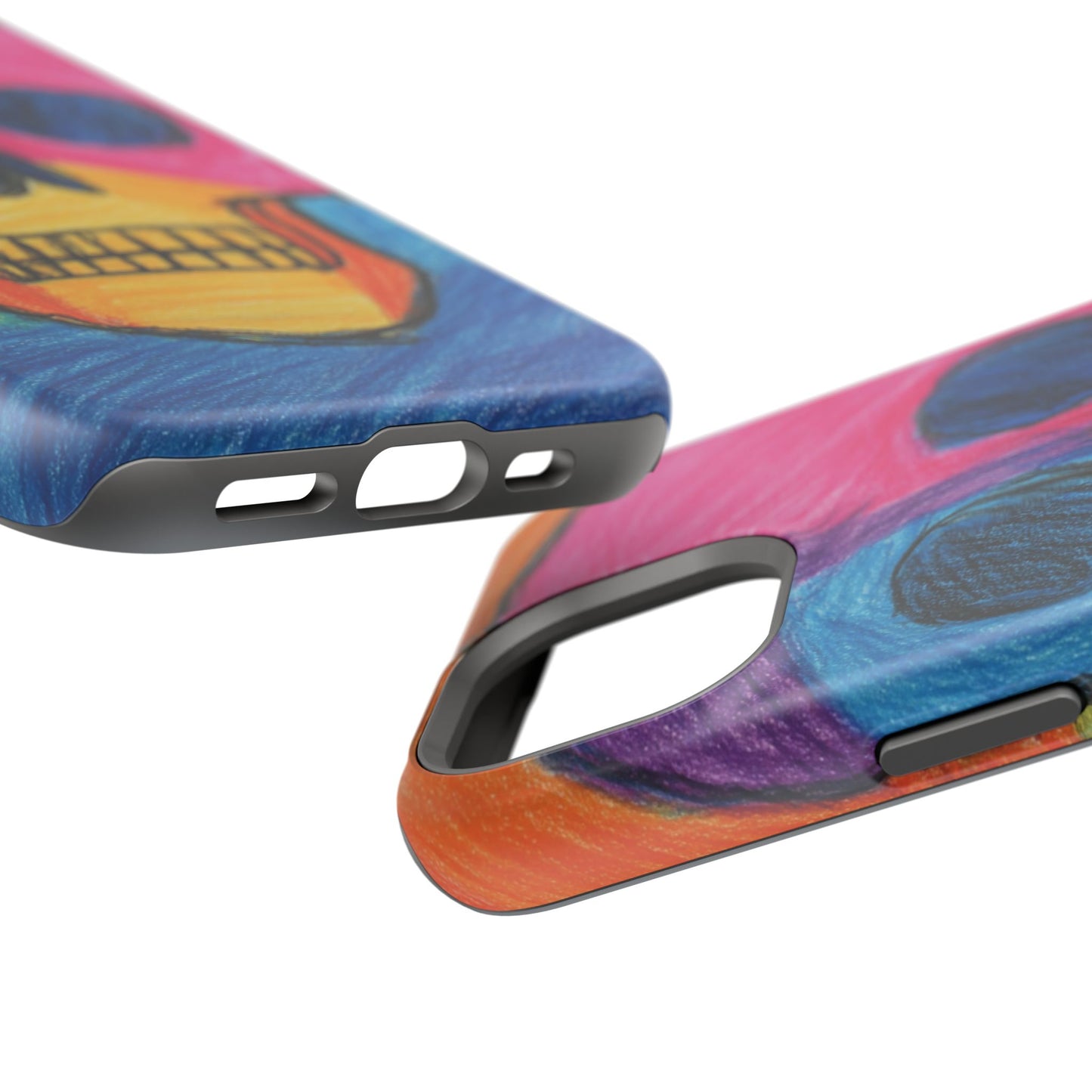Colorful Skull Phone Case, Unique Art Case, Halloween Gift, Cute Skull Design, Impact-Resistant Cover