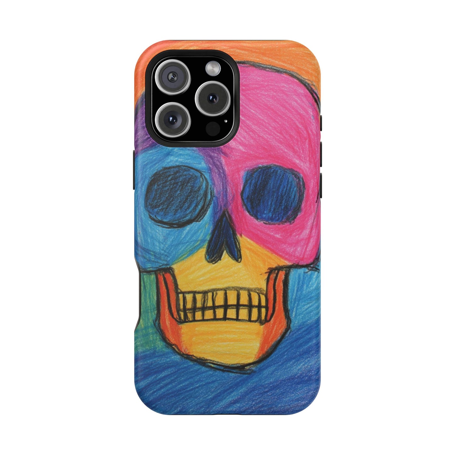 Colorful Skull Phone Case, Unique Art Case, Halloween Gift, Cute Skull Design, Impact-Resistant Cover