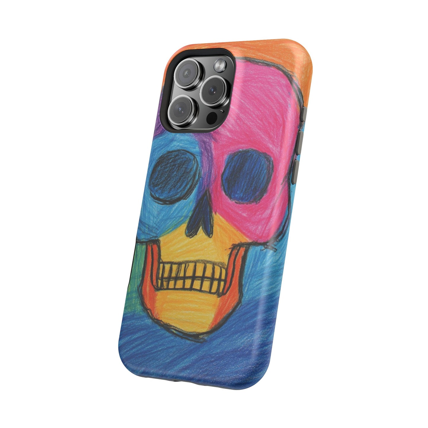 Colorful Skull Phone Case, Unique Art Case, Halloween Gift, Cute Skull Design, Impact-Resistant Cover