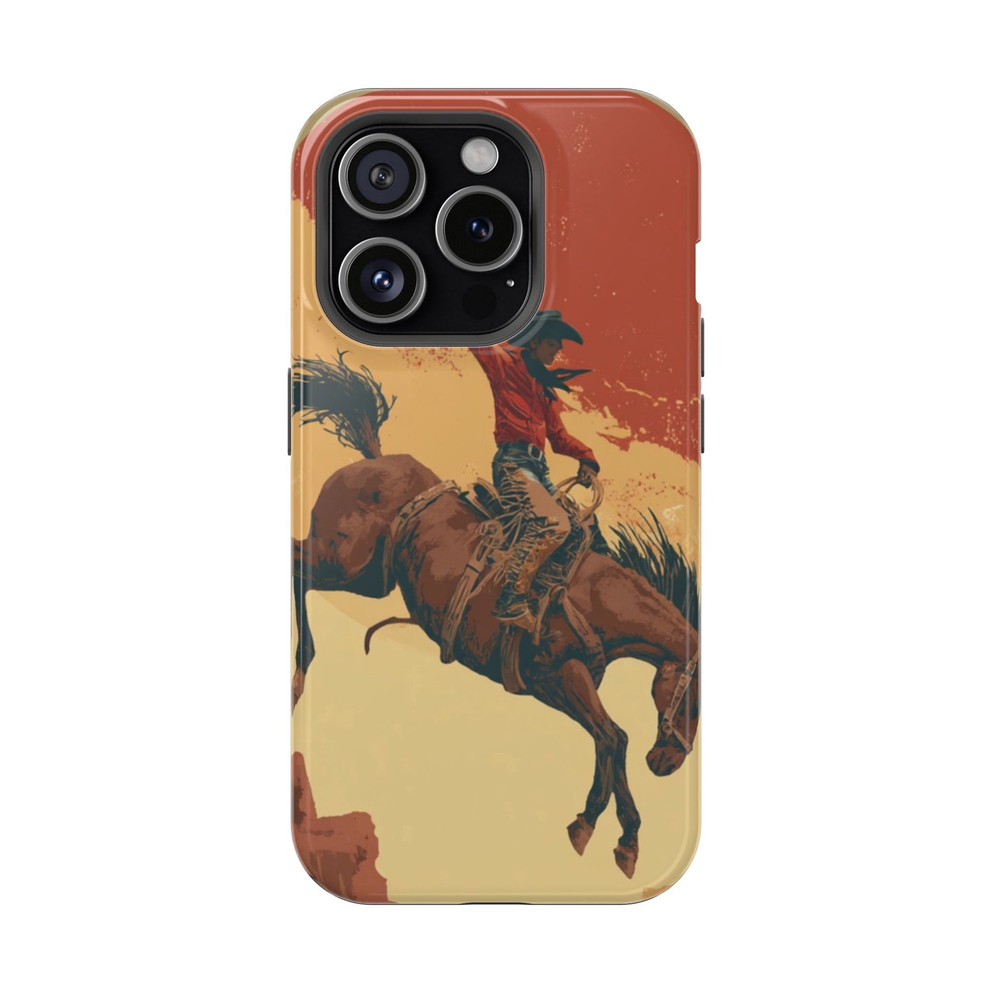 Magnetic Phone Case - Vintage Cowboy Design, Durable Cell Phone Cover, Western Style Accessory, Unique Gift for Rodeo Fans, Protective Case