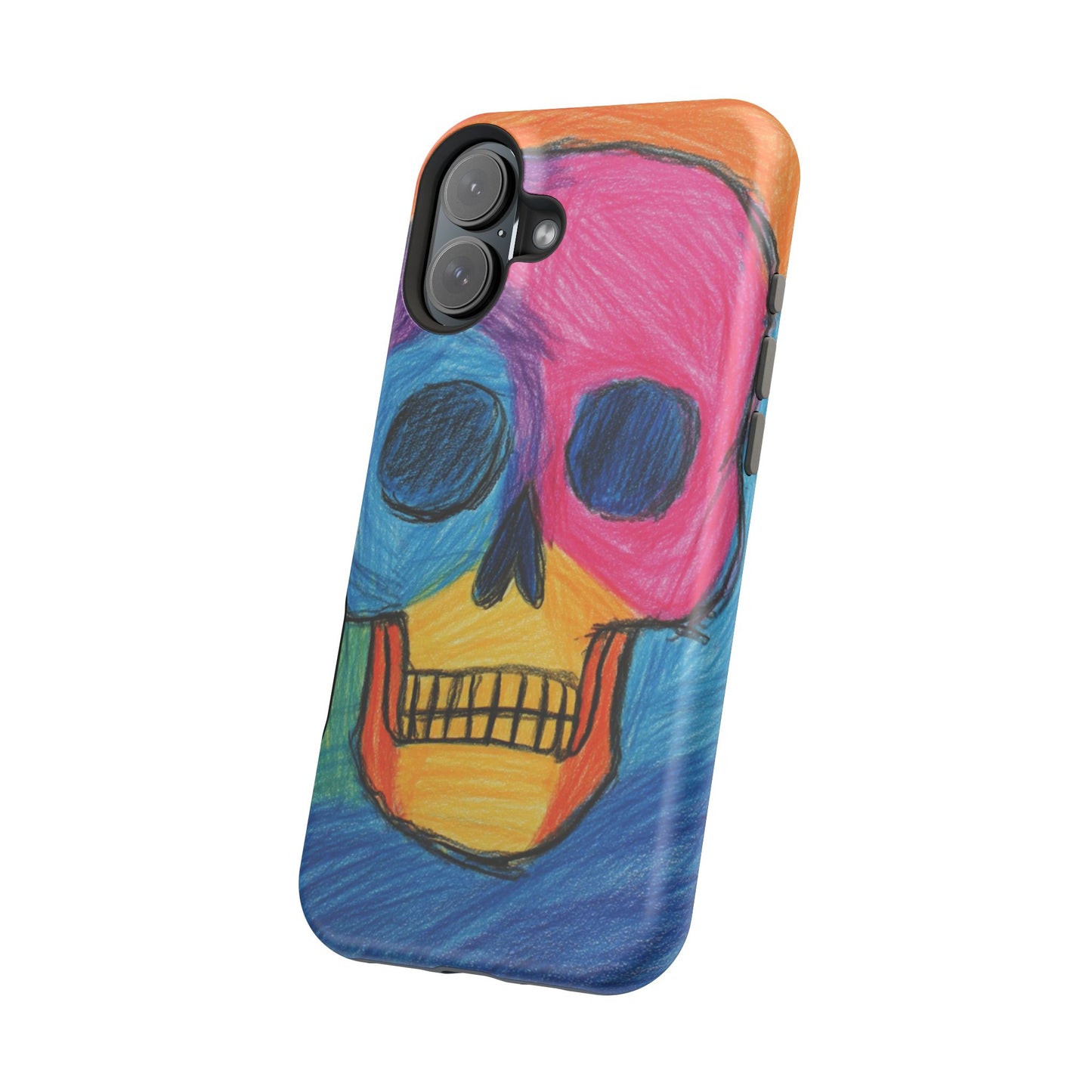 Colorful Skull Phone Case, Unique Art Case, Halloween Gift, Cute Skull Design, Impact-Resistant Cover