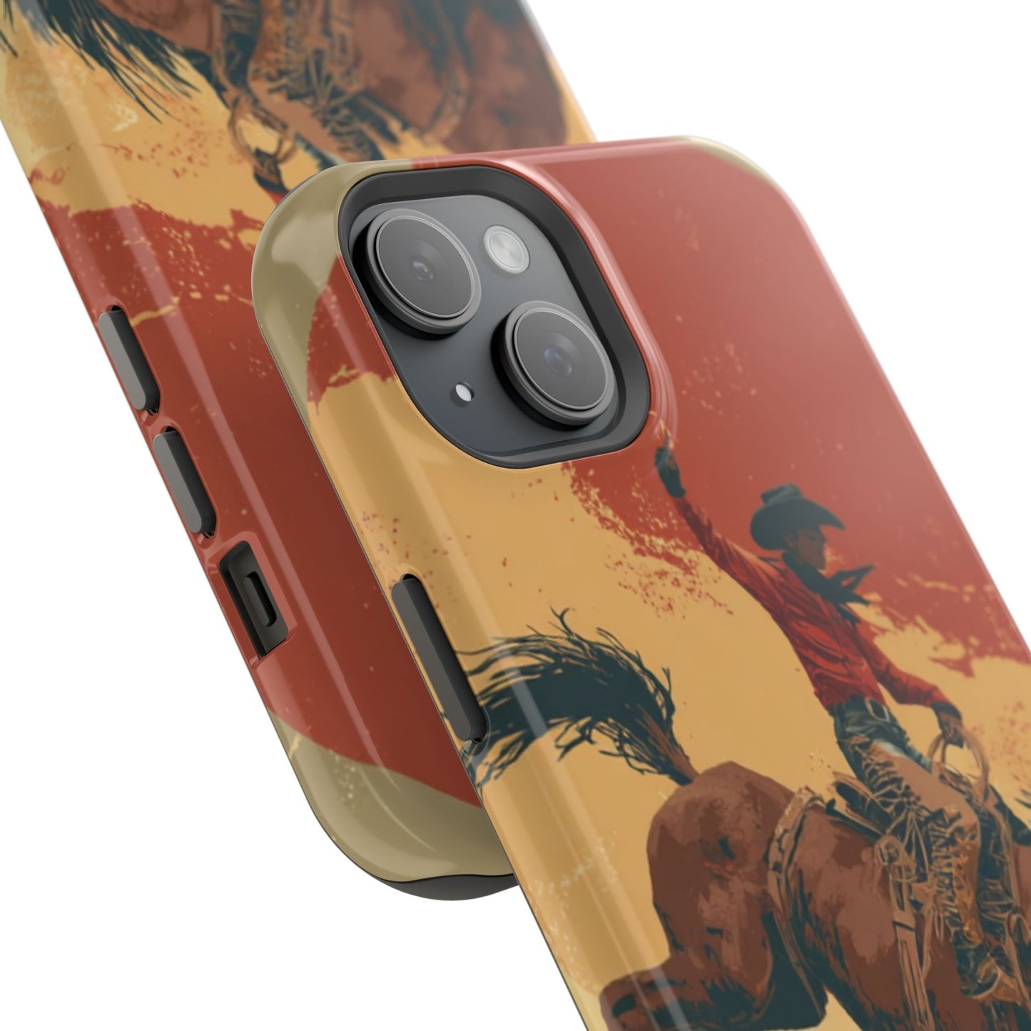 Magnetic Phone Case - Vintage Cowboy Design, Durable Cell Phone Cover, Western Style Accessory, Unique Gift for Rodeo Fans, Protective Case