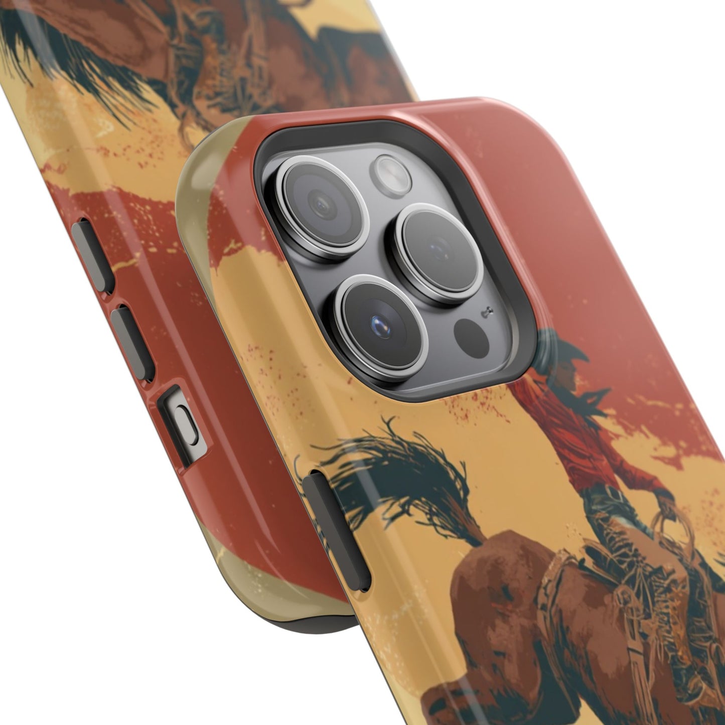 Magnetic Phone Case - Vintage Cowboy Design, Durable Cell Phone Cover, Western Style Accessory, Unique Gift for Rodeo Fans, Protective Case