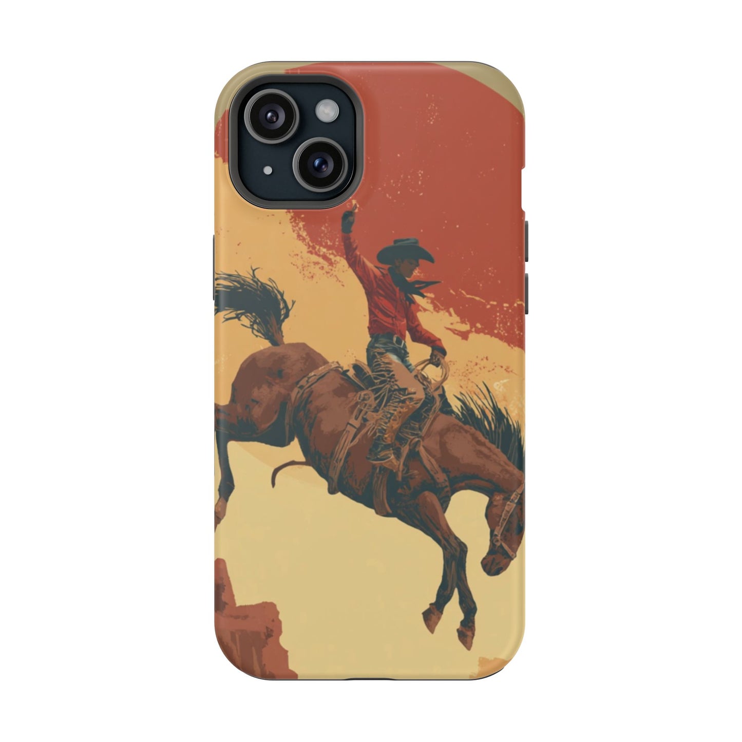 Magnetic Phone Case - Vintage Cowboy Design, Durable Cell Phone Cover, Western Style Accessory, Unique Gift for Rodeo Fans, Protective Case