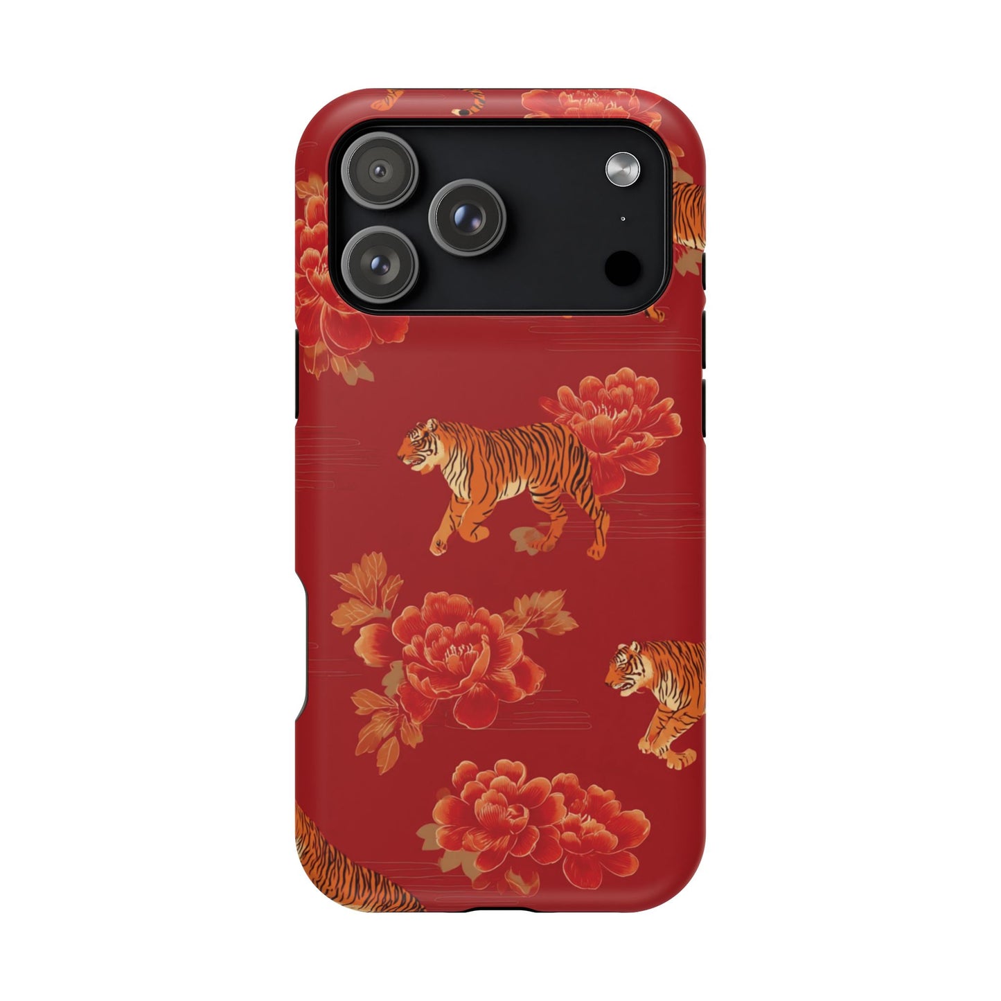 Vibrant Tiger Floral Phone Case - Impact-Resistant, Gift for Animal Lovers, Trendy Accessory, Unique Protection