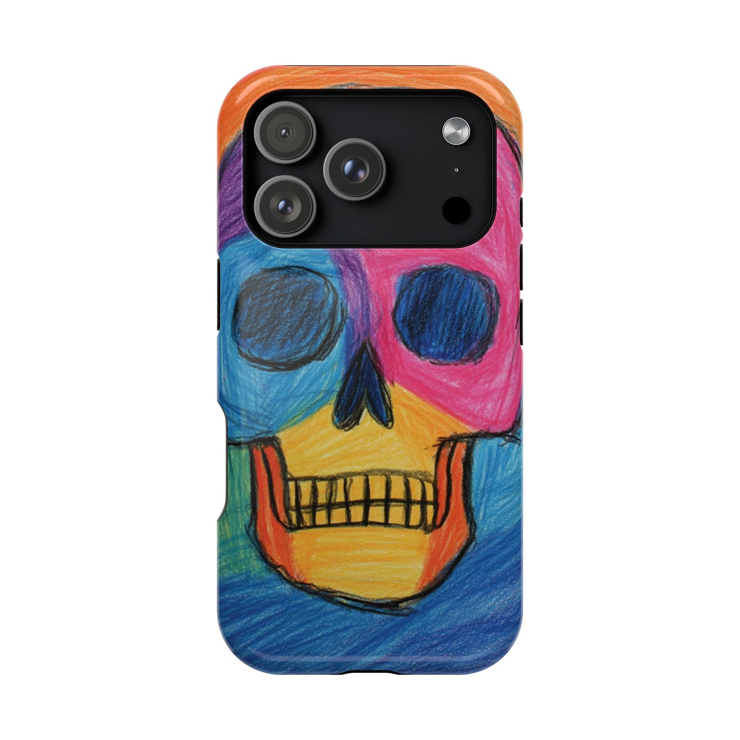 Colorful Skull Phone Case, Unique Art Case, Halloween Gift, Cute Skull Design, Impact-Resistant Cover