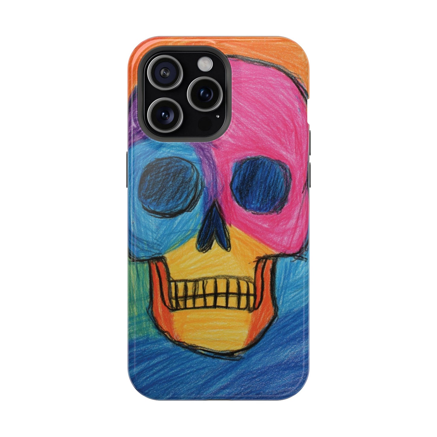 Colorful Skull Phone Case, Unique Art Case, Halloween Gift, Cute Skull Design, Impact-Resistant Cover