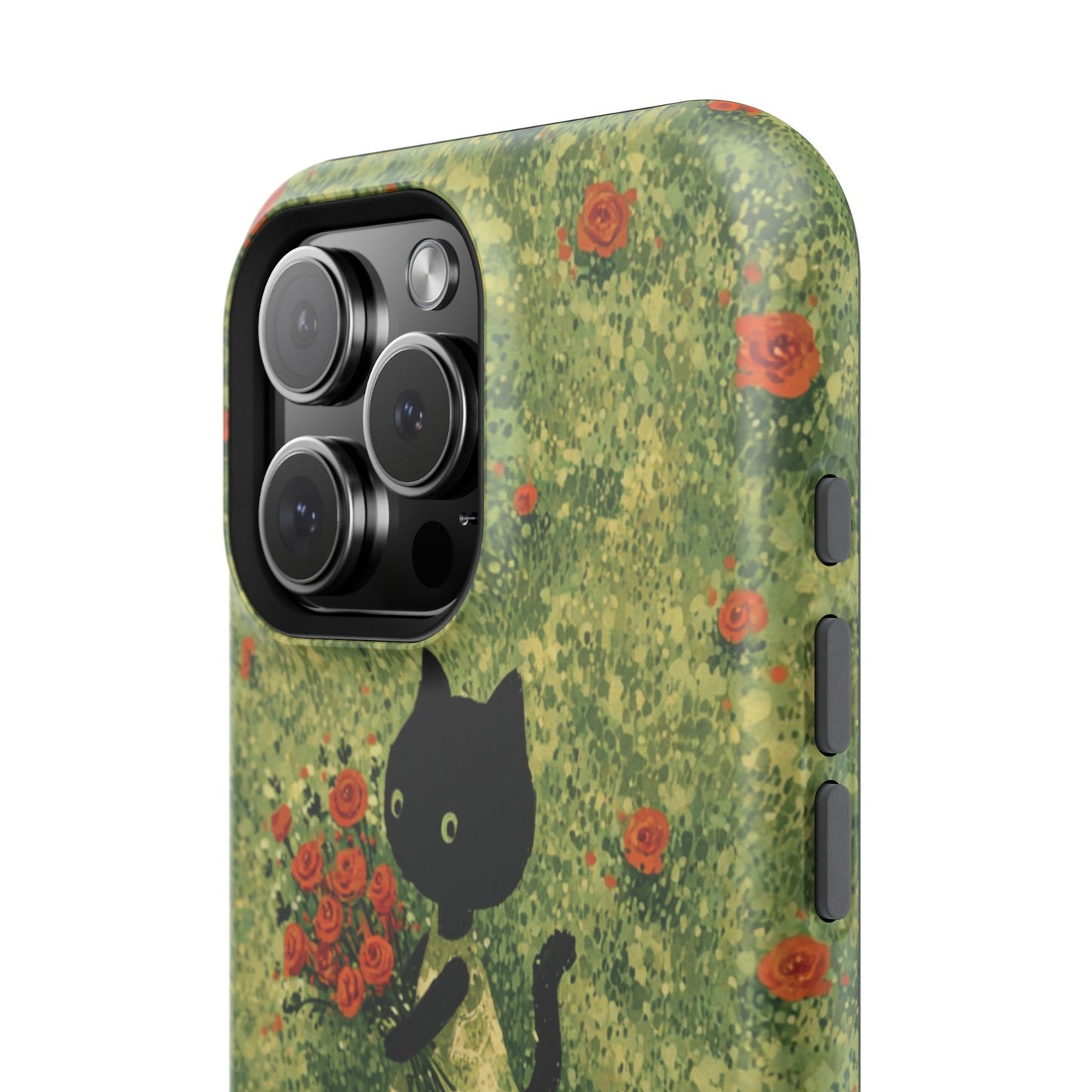 Cute Cat Floral Phone Case, Impact-Resistant Cases, Stylish Protection, Gift for Cat Lovers, Birthday Presents, Unique Accessories