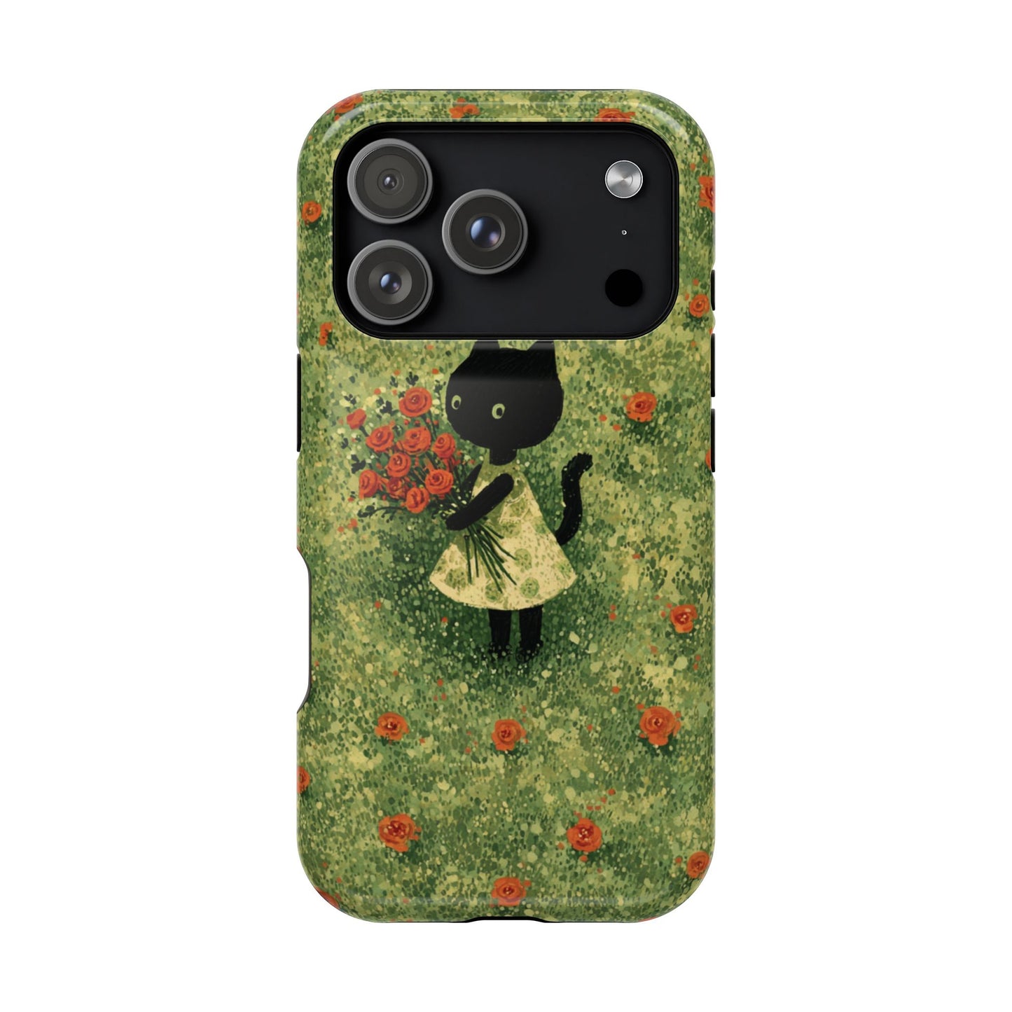 Cute Cat Floral Phone Case, Impact-Resistant Cases, Stylish Protection, Gift for Cat Lovers, Birthday Presents, Unique Accessories