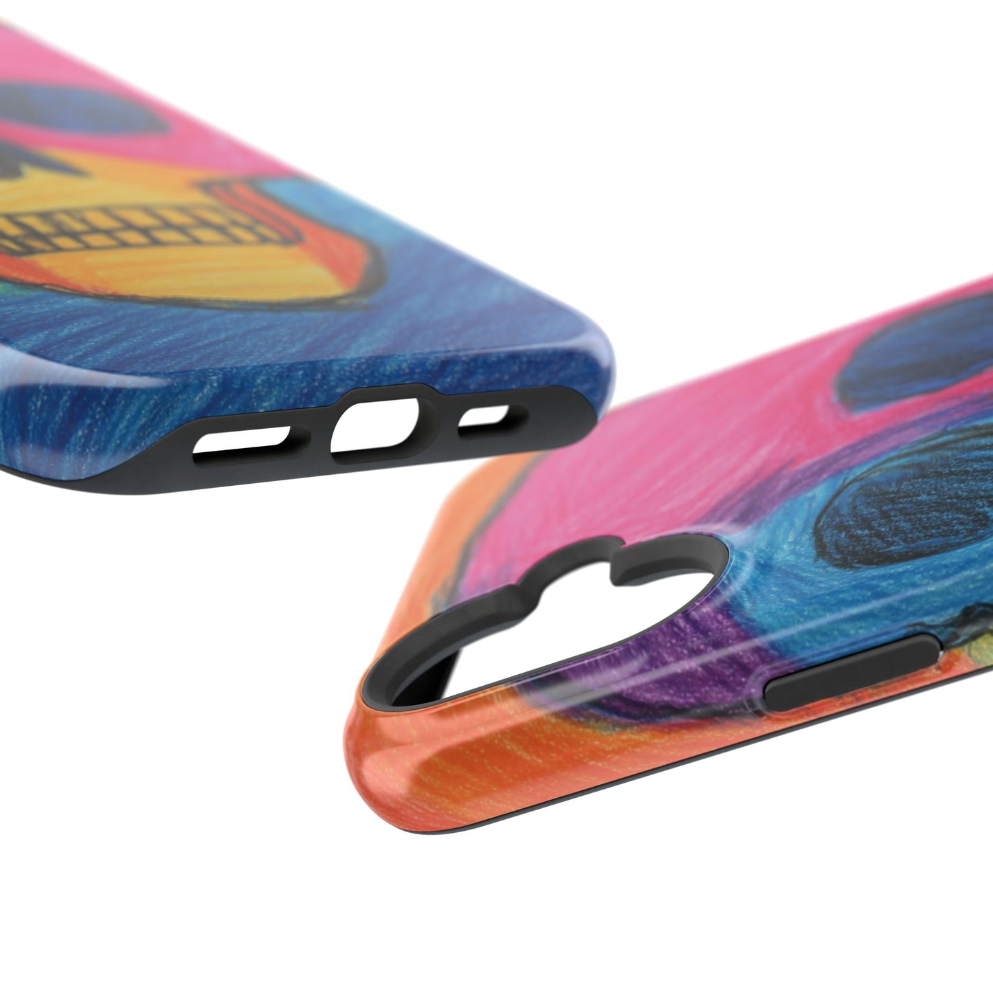 Colorful Skull Phone Case, Unique Art Case, Halloween Gift, Cute Skull Design, Impact-Resistant Cover