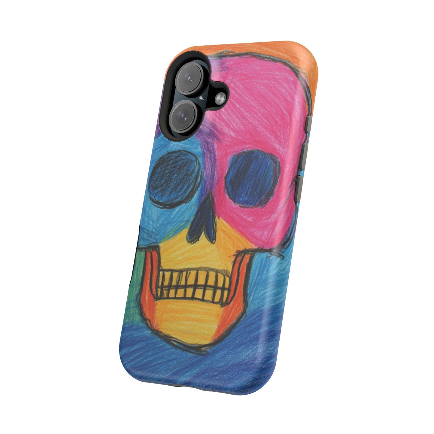 Colorful Skull Phone Case, Unique Art Case, Halloween Gift, Cute Skull Design, Impact-Resistant Cover