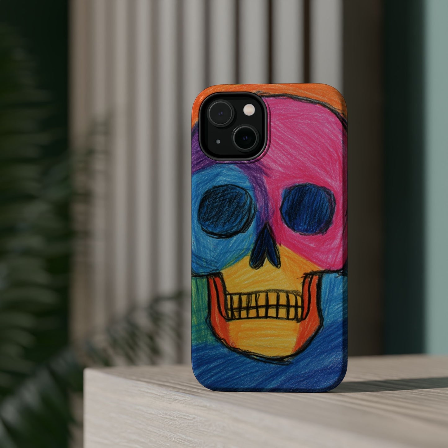 Colorful Skull Phone Case, Unique Art Case, Halloween Gift, Cute Skull Design, Impact-Resistant Cover