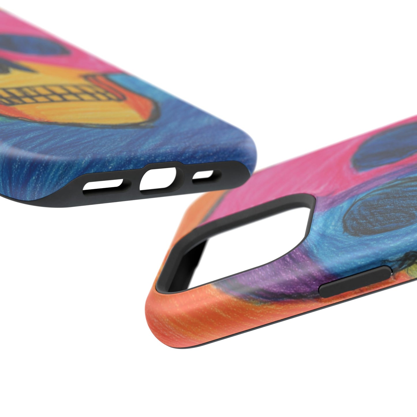 Colorful Skull Phone Case, Unique Art Case, Halloween Gift, Cute Skull Design, Impact-Resistant Cover