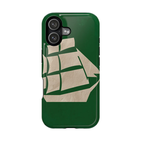 Green Ship Design Phone Case, Nautical Phone Cover, Gift for Sailors, Vintage Style Case, Ocean Lover Accessories