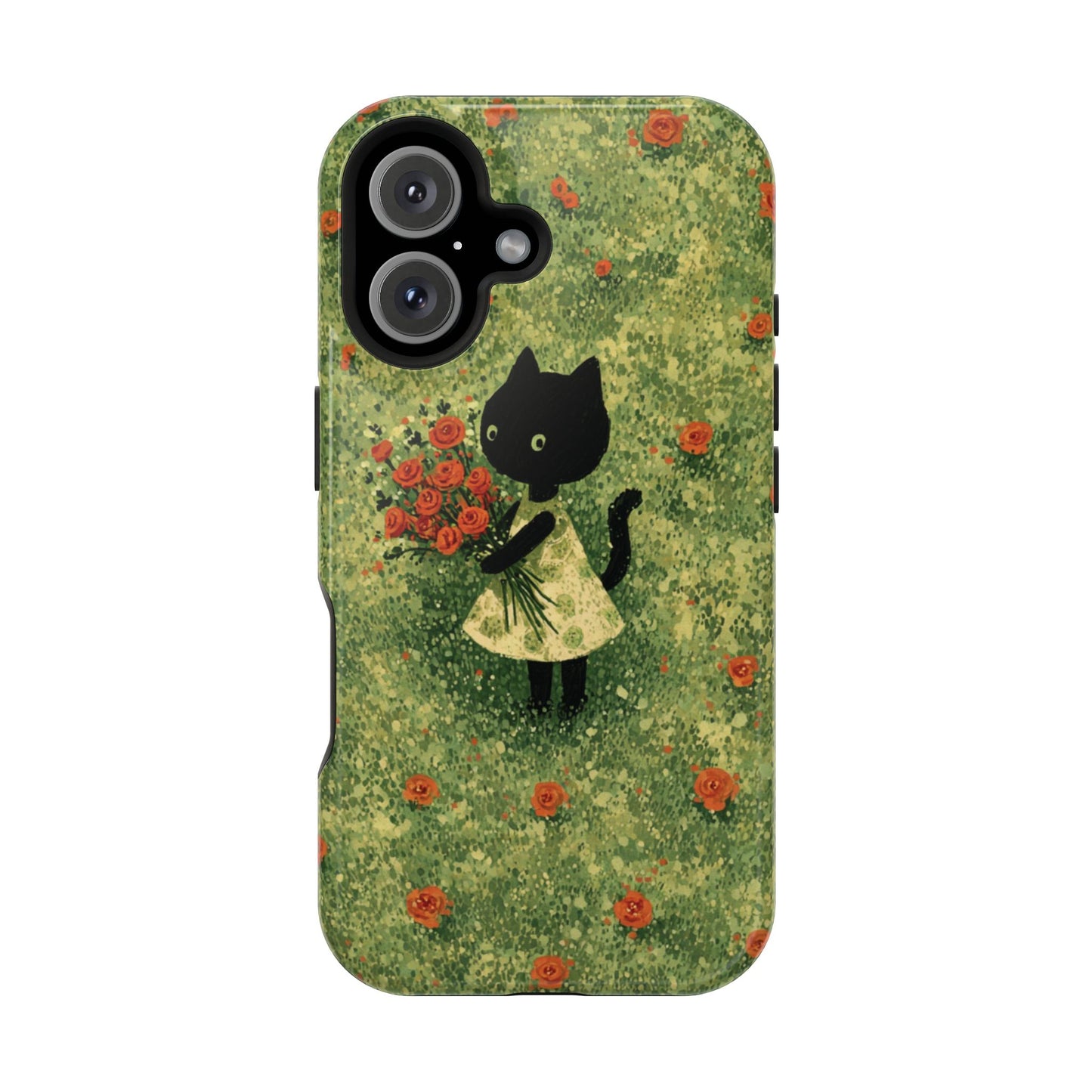 Cute Cat Floral Phone Case, Impact-Resistant Cases, Stylish Protection, Gift for Cat Lovers, Birthday Presents, Unique Accessories
