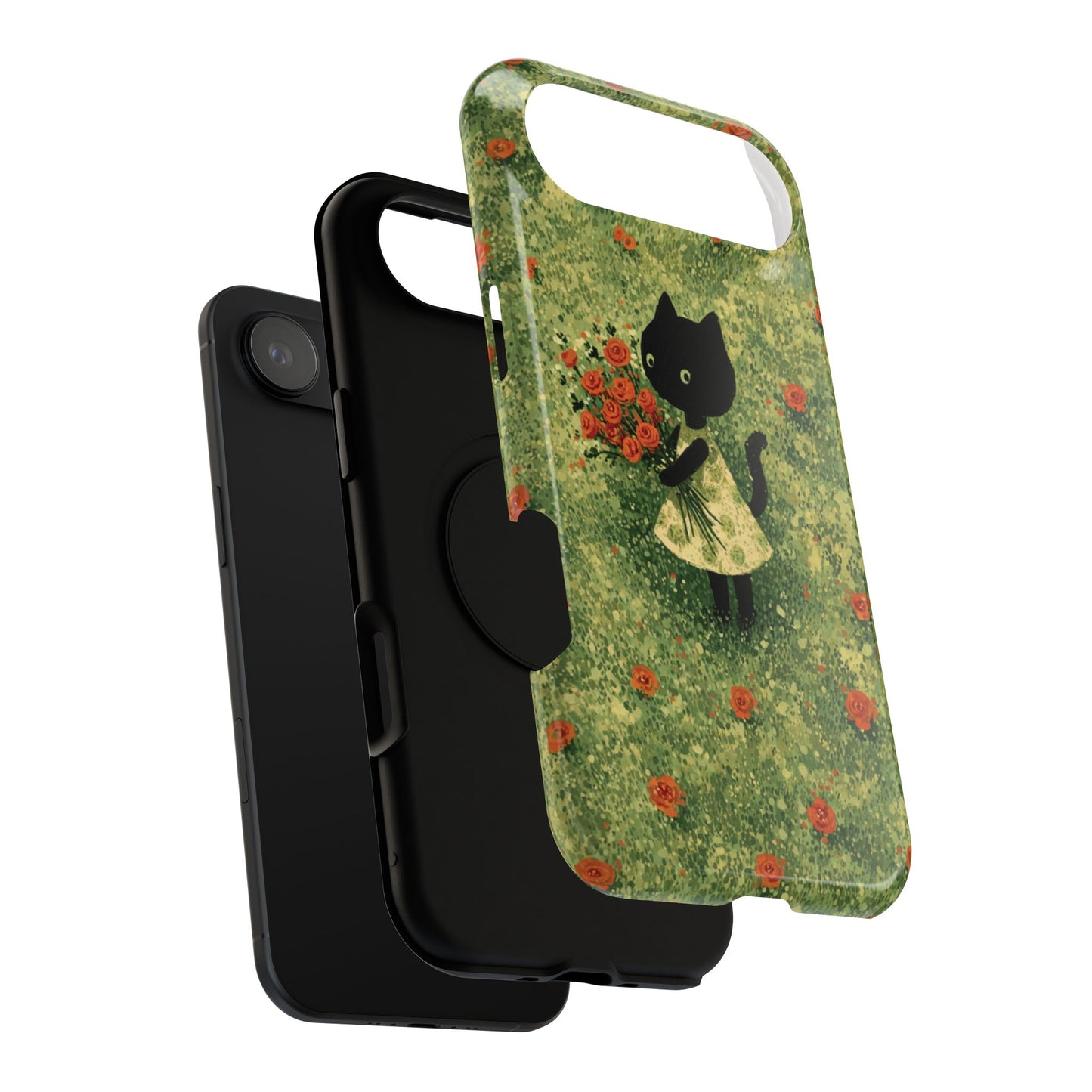 Cute Cat Floral Phone Case, Impact-Resistant Cases, Stylish Protection, Gift for Cat Lovers, Birthday Presents, Unique Accessories
