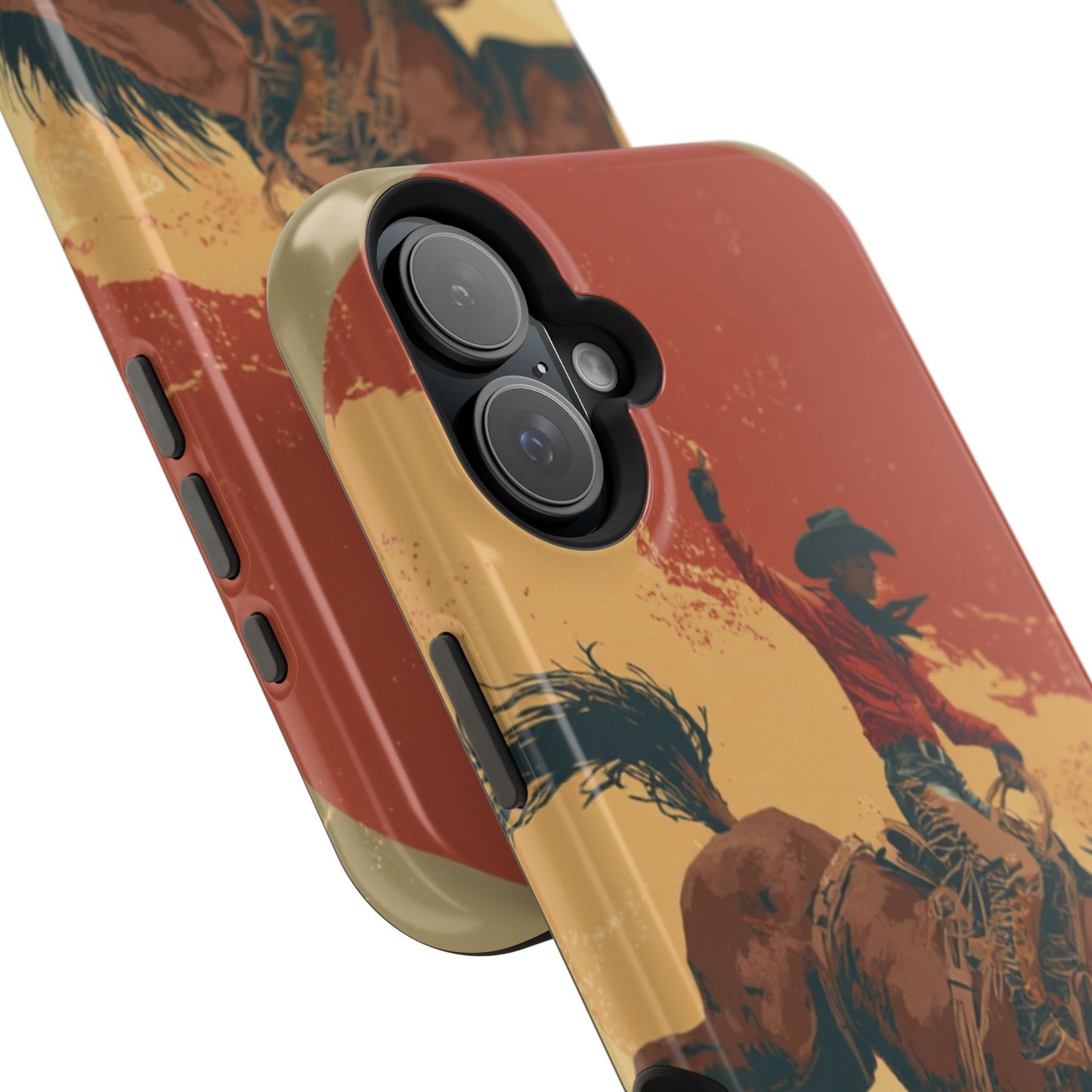Magnetic Phone Case - Vintage Cowboy Design, Durable Cell Phone Cover, Western Style Accessory, Unique Gift for Rodeo Fans, Protective Case