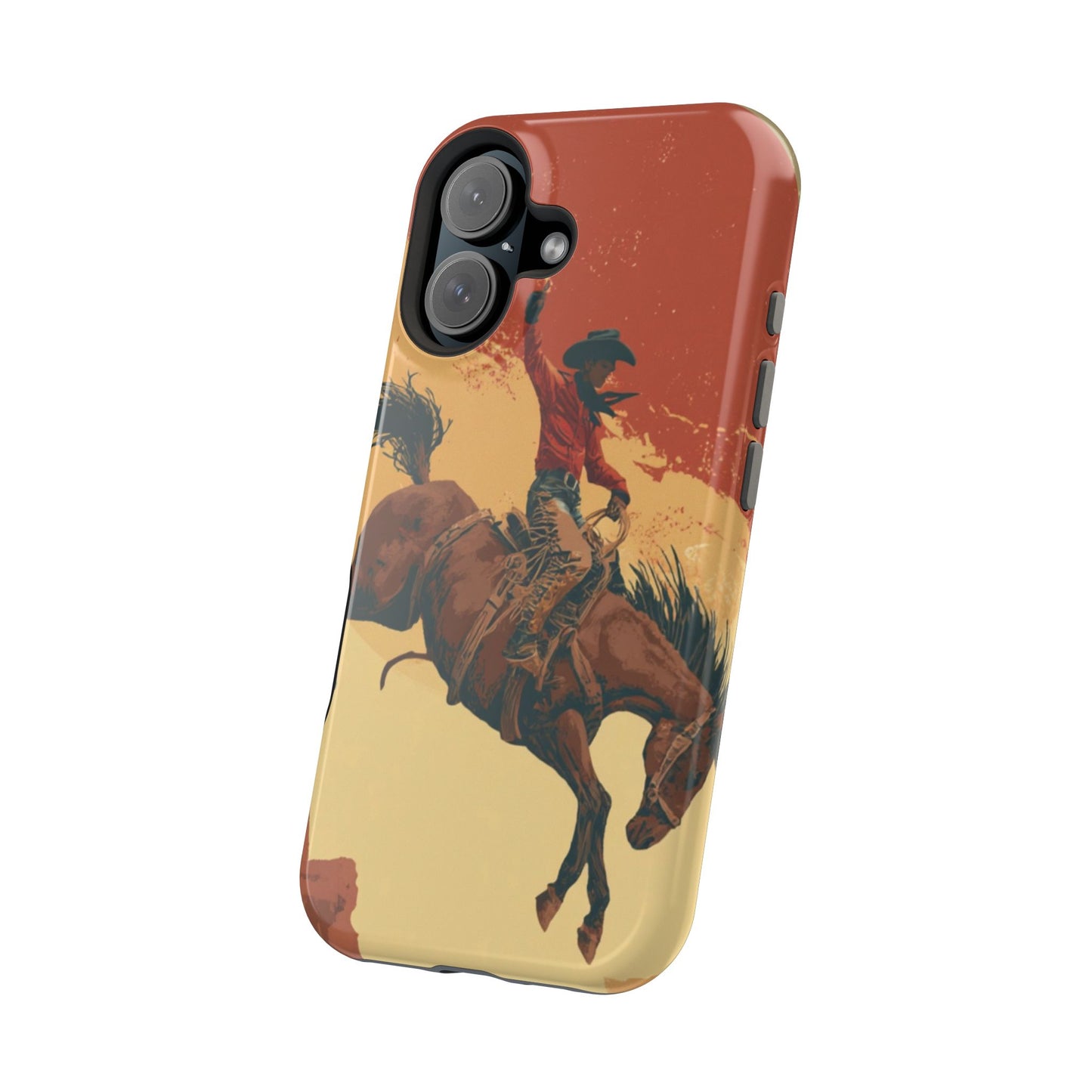 Magnetic Phone Case - Vintage Cowboy Design, Durable Cell Phone Cover, Western Style Accessory, Unique Gift for Rodeo Fans, Protective Case