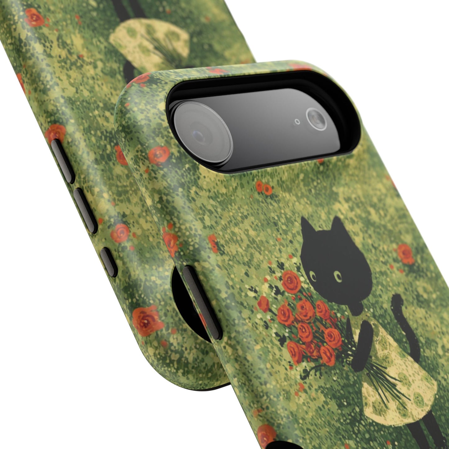 Cute Cat Floral Phone Case, Impact-Resistant Cases, Stylish Protection, Gift for Cat Lovers, Birthday Presents, Unique Accessories
