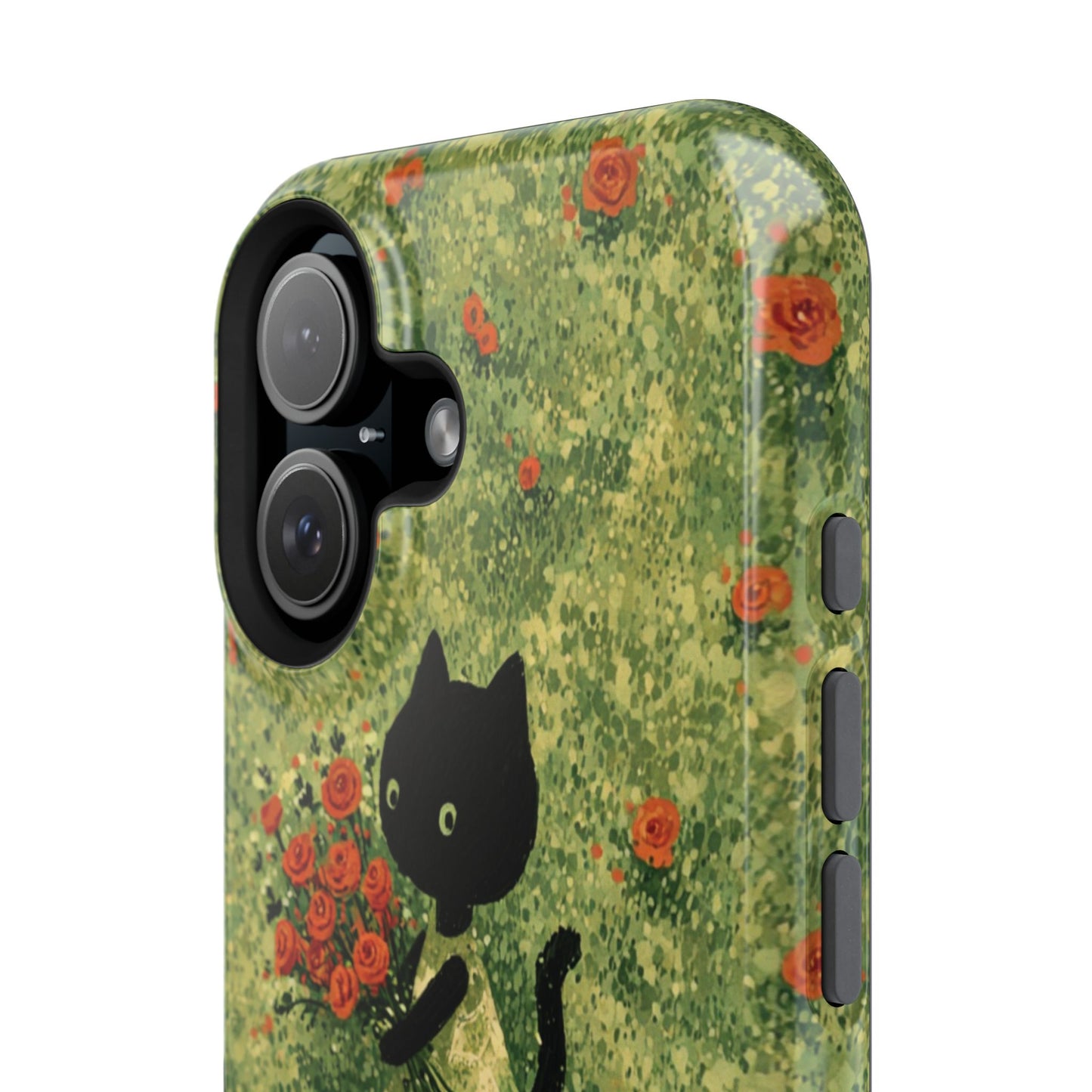 Cute Cat Floral Phone Case, Impact-Resistant Cases, Stylish Protection, Gift for Cat Lovers, Birthday Presents, Unique Accessories