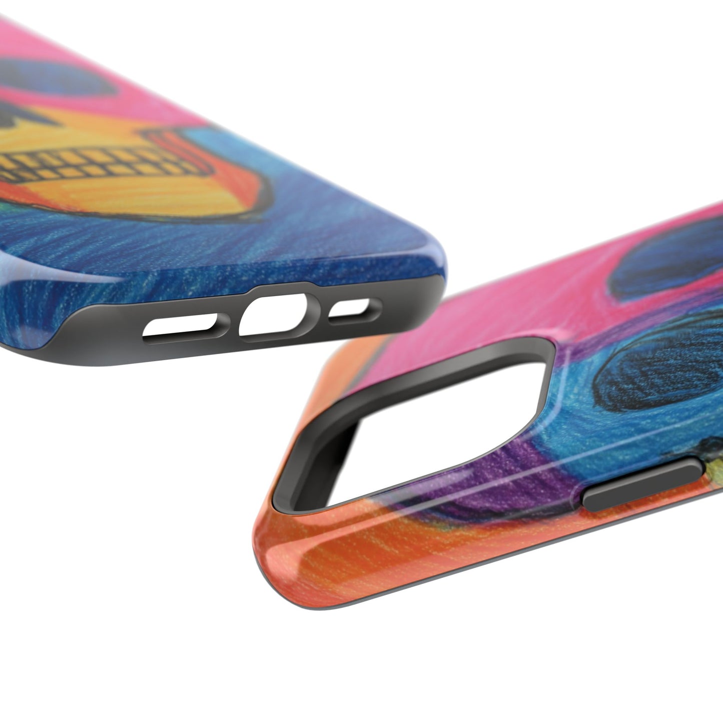 Colorful Skull Phone Case, Unique Art Case, Halloween Gift, Cute Skull Design, Impact-Resistant Cover