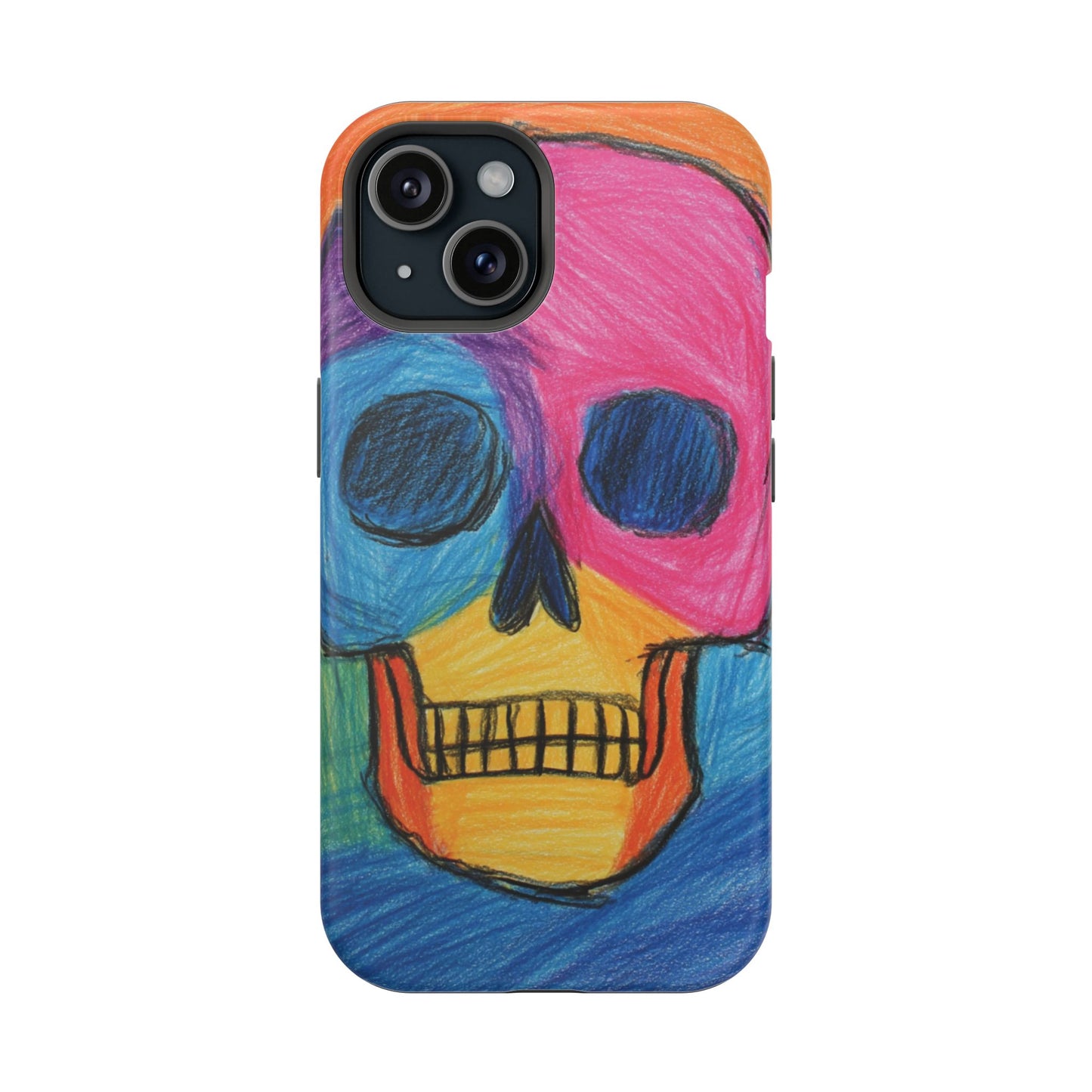 Colorful Skull Phone Case, Unique Art Case, Halloween Gift, Cute Skull Design, Impact-Resistant Cover