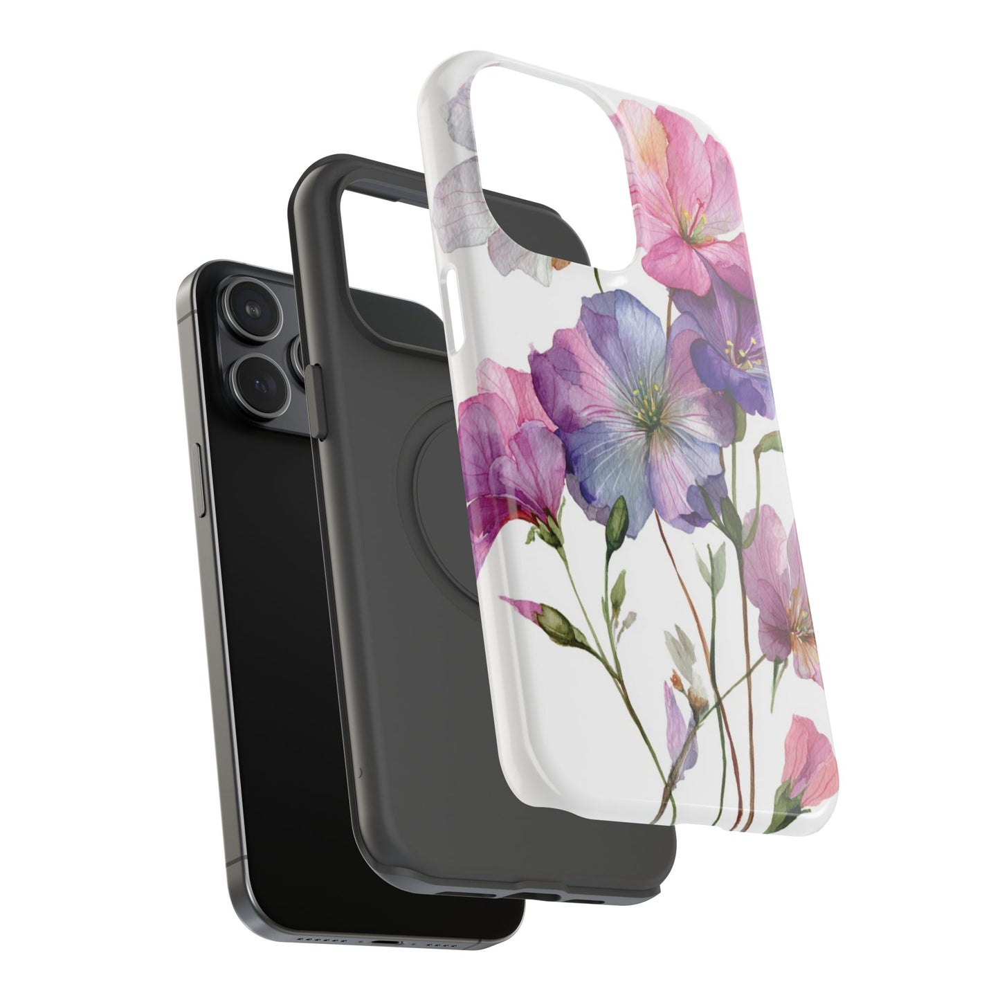 Floral Impact-Resistant Phone Case, Flower Phone Cover, Durable Floral Design Case, Gift for Her, Protective Phone Accessories