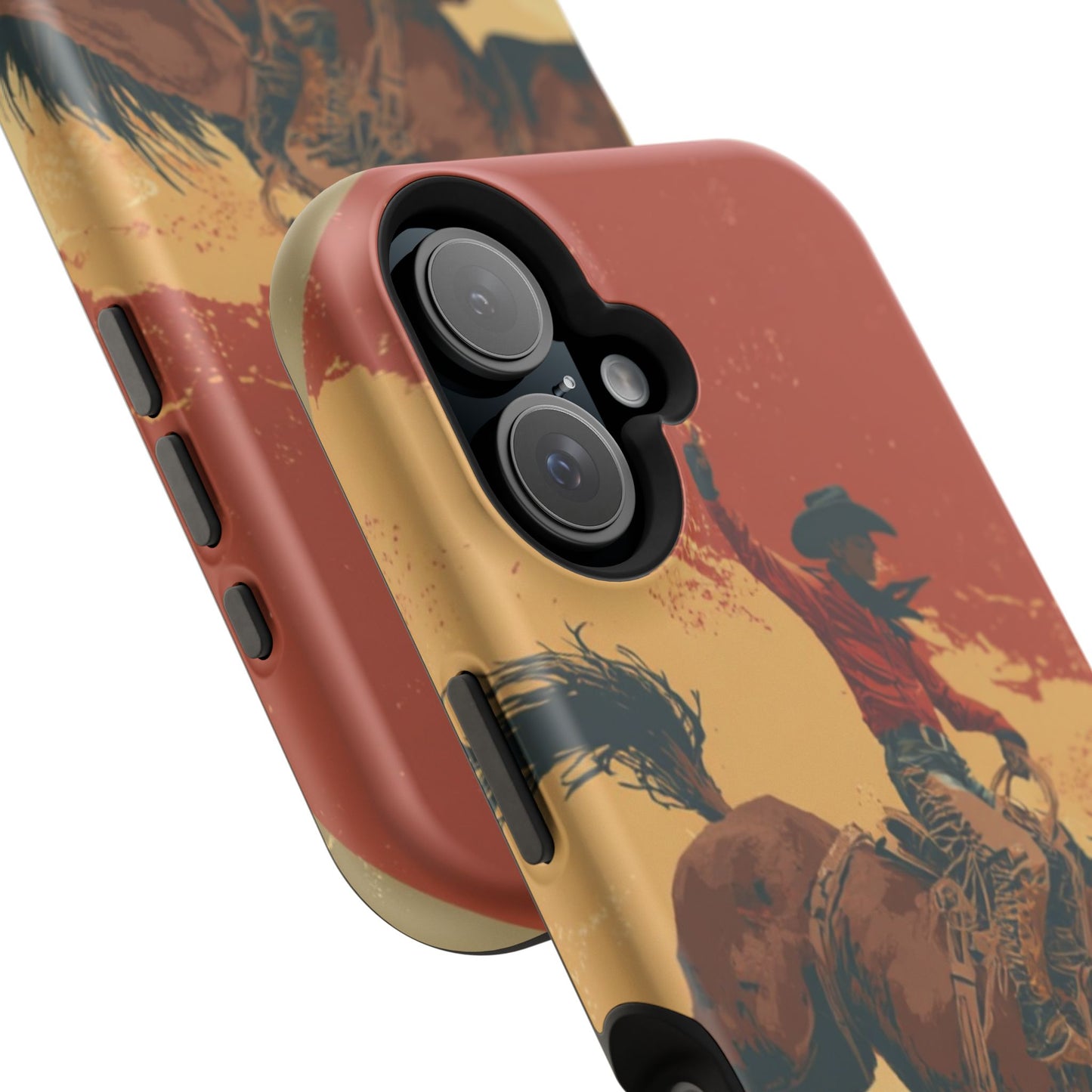 Magnetic Phone Case - Vintage Cowboy Design, Durable Cell Phone Cover, Western Style Accessory, Unique Gift for Rodeo Fans, Protective Case