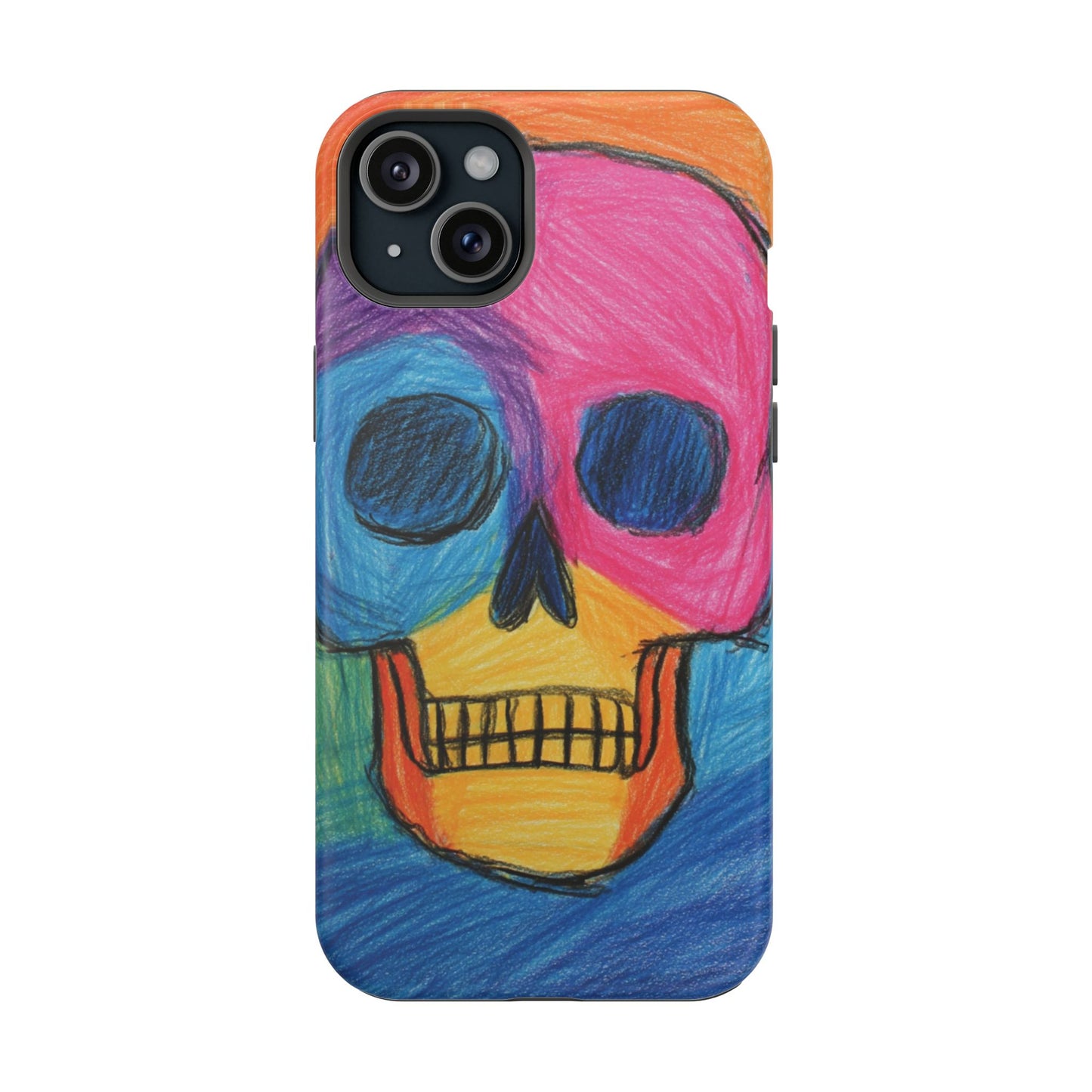 Colorful Skull Phone Case, Unique Art Case, Halloween Gift, Cute Skull Design, Impact-Resistant Cover