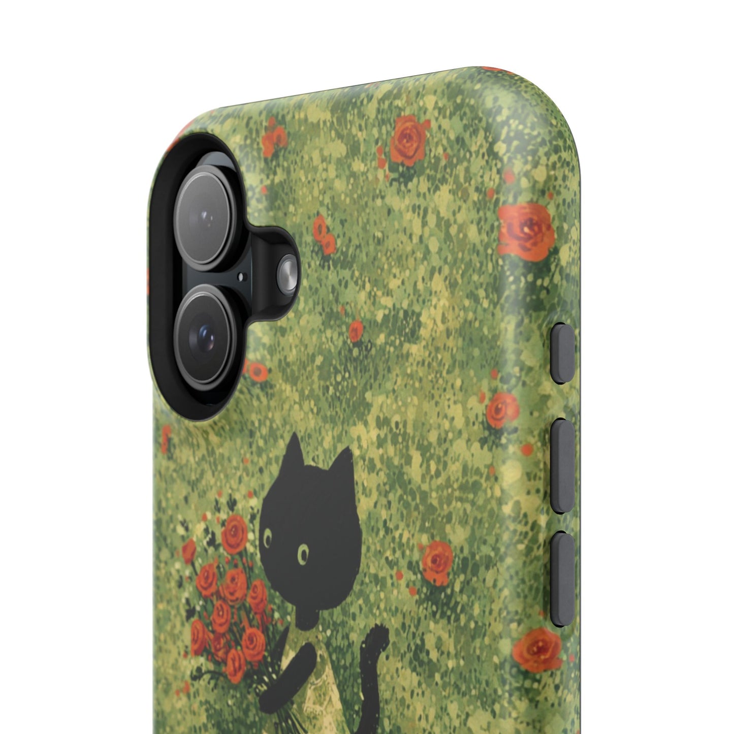 Cute Cat Floral Phone Case, Impact-Resistant Cases, Stylish Protection, Gift for Cat Lovers, Birthday Presents, Unique Accessories