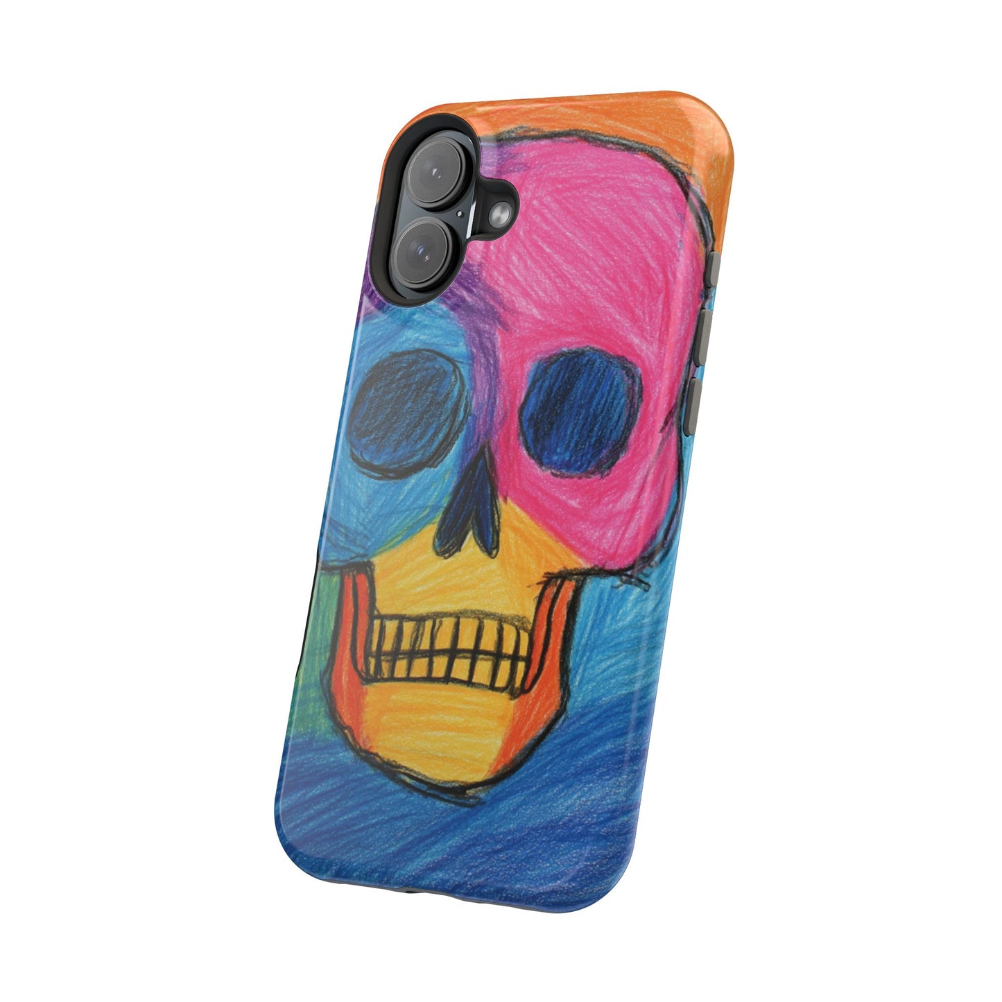 Colorful Skull Phone Case, Unique Art Case, Halloween Gift, Cute Skull Design, Impact-Resistant Cover
