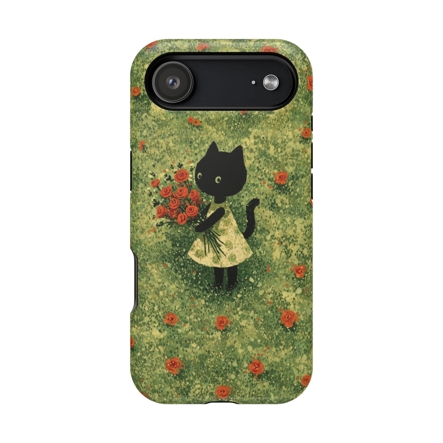 Cute Cat Floral Phone Case, Impact-Resistant Cases, Stylish Protection, Gift for Cat Lovers, Birthday Presents, Unique Accessories