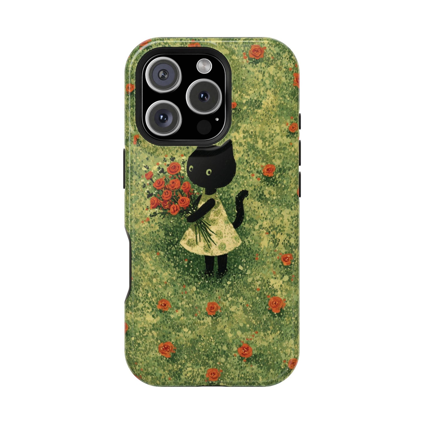Cute Cat Floral Phone Case, Impact-Resistant Cases, Stylish Protection, Gift for Cat Lovers, Birthday Presents, Unique Accessories