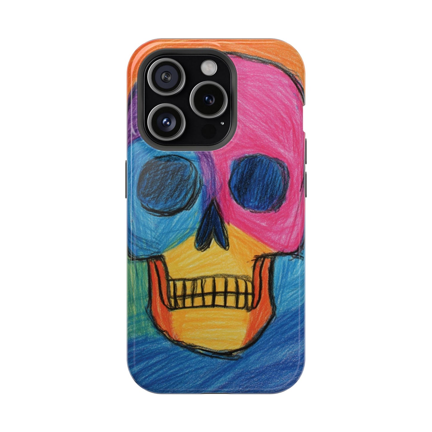 Colorful Skull Phone Case, Unique Art Case, Halloween Gift, Cute Skull Design, Impact-Resistant Cover