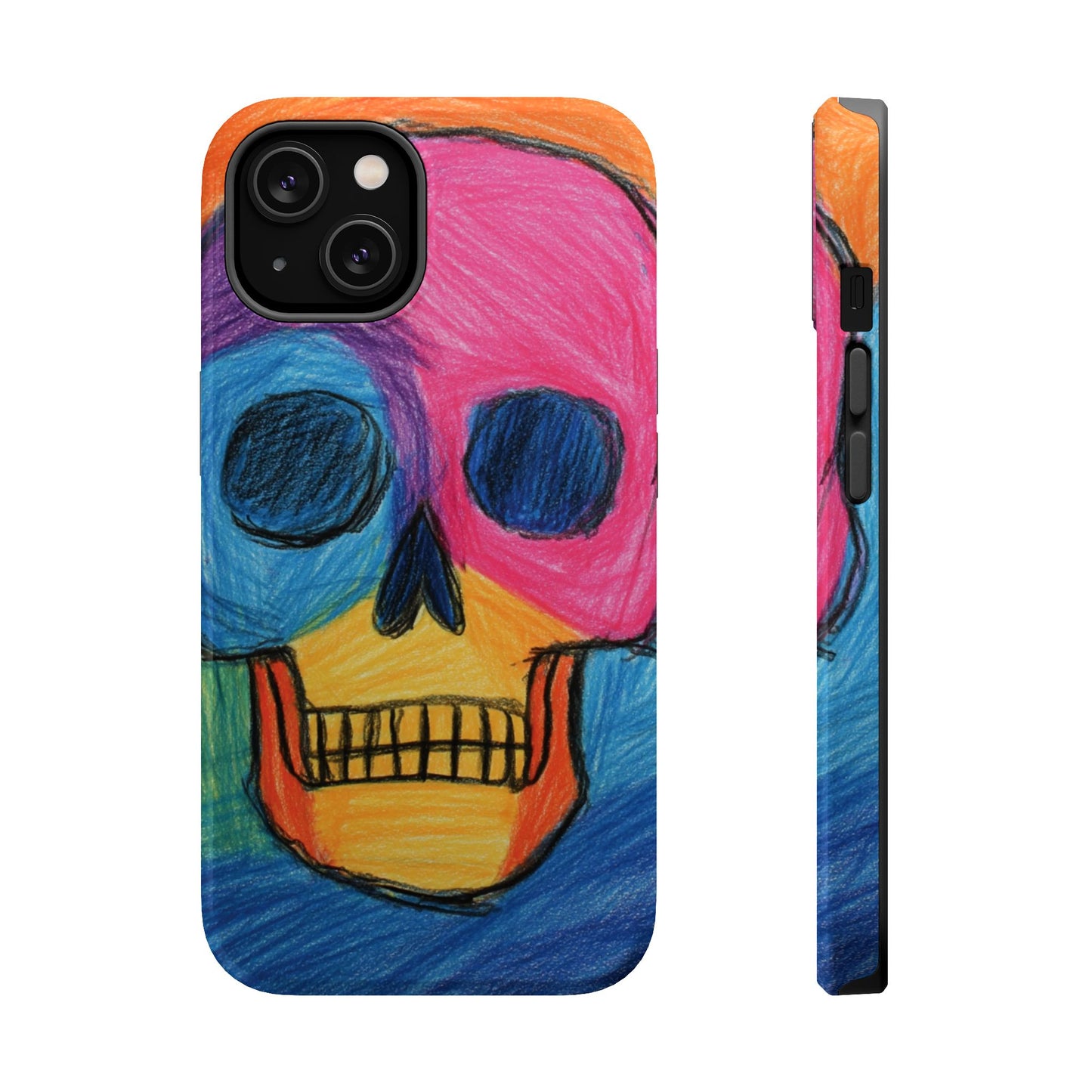Colorful Skull Phone Case, Unique Art Case, Halloween Gift, Cute Skull Design, Impact-Resistant Cover