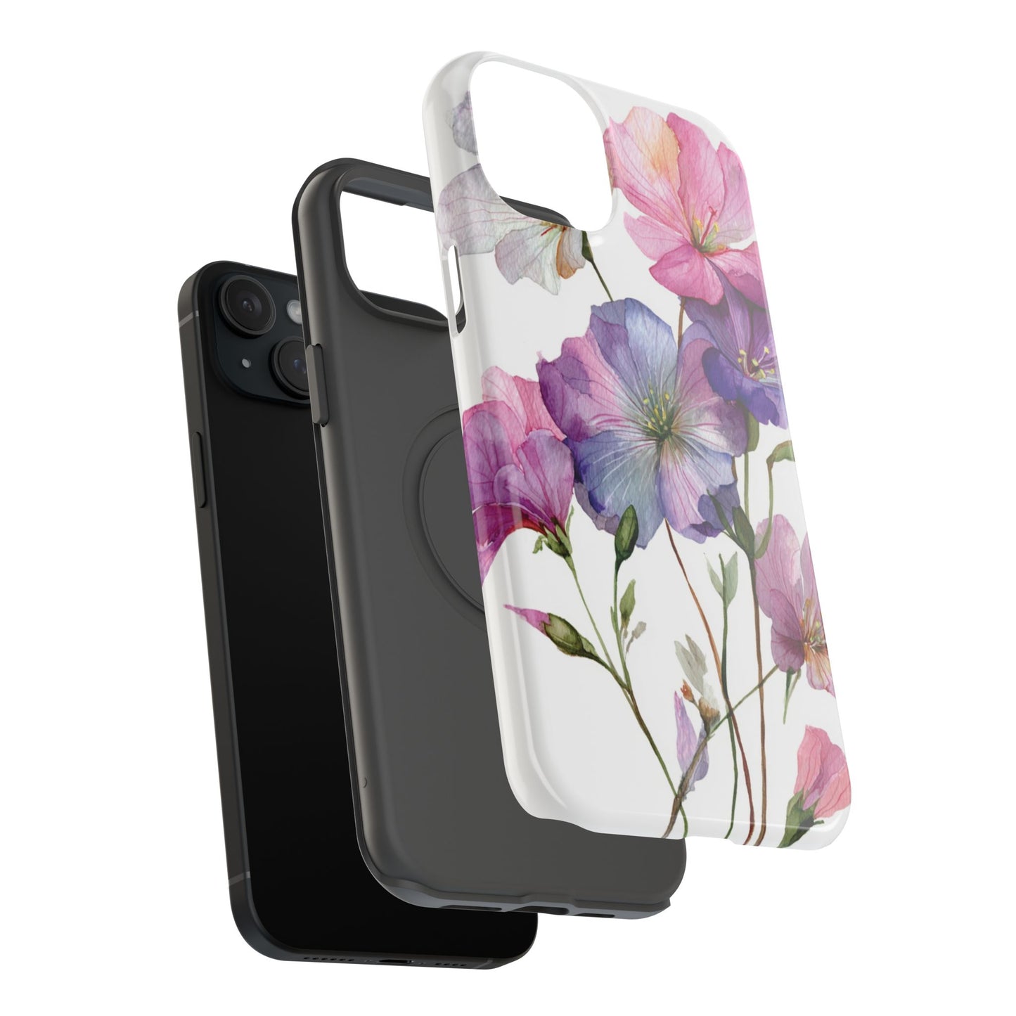 Floral Impact-Resistant Phone Case, Flower Phone Cover, Durable Floral Design Case, Gift for Her, Protective Phone Accessories