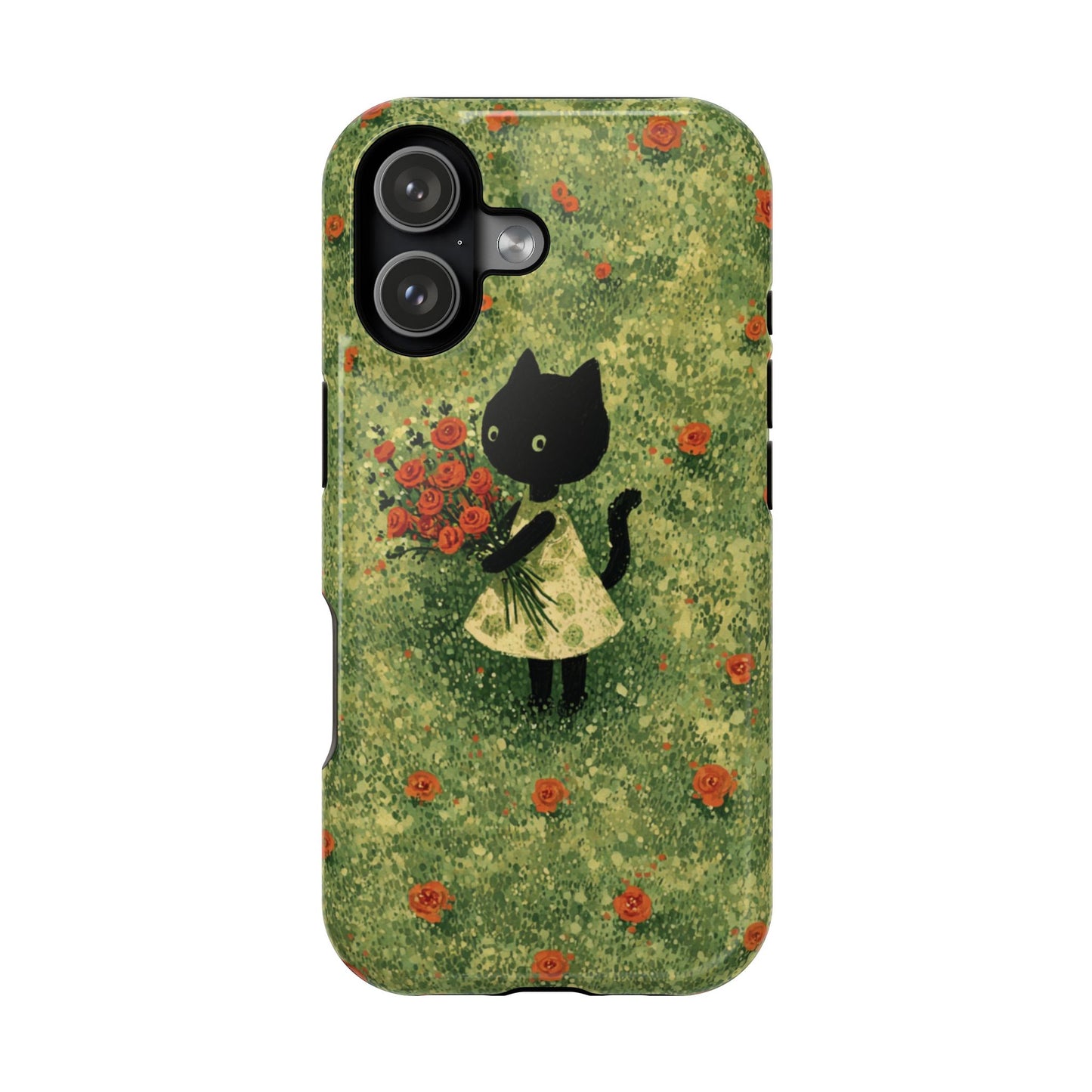 Cute Cat Floral Phone Case, Impact-Resistant Cases, Stylish Protection, Gift for Cat Lovers, Birthday Presents, Unique Accessories