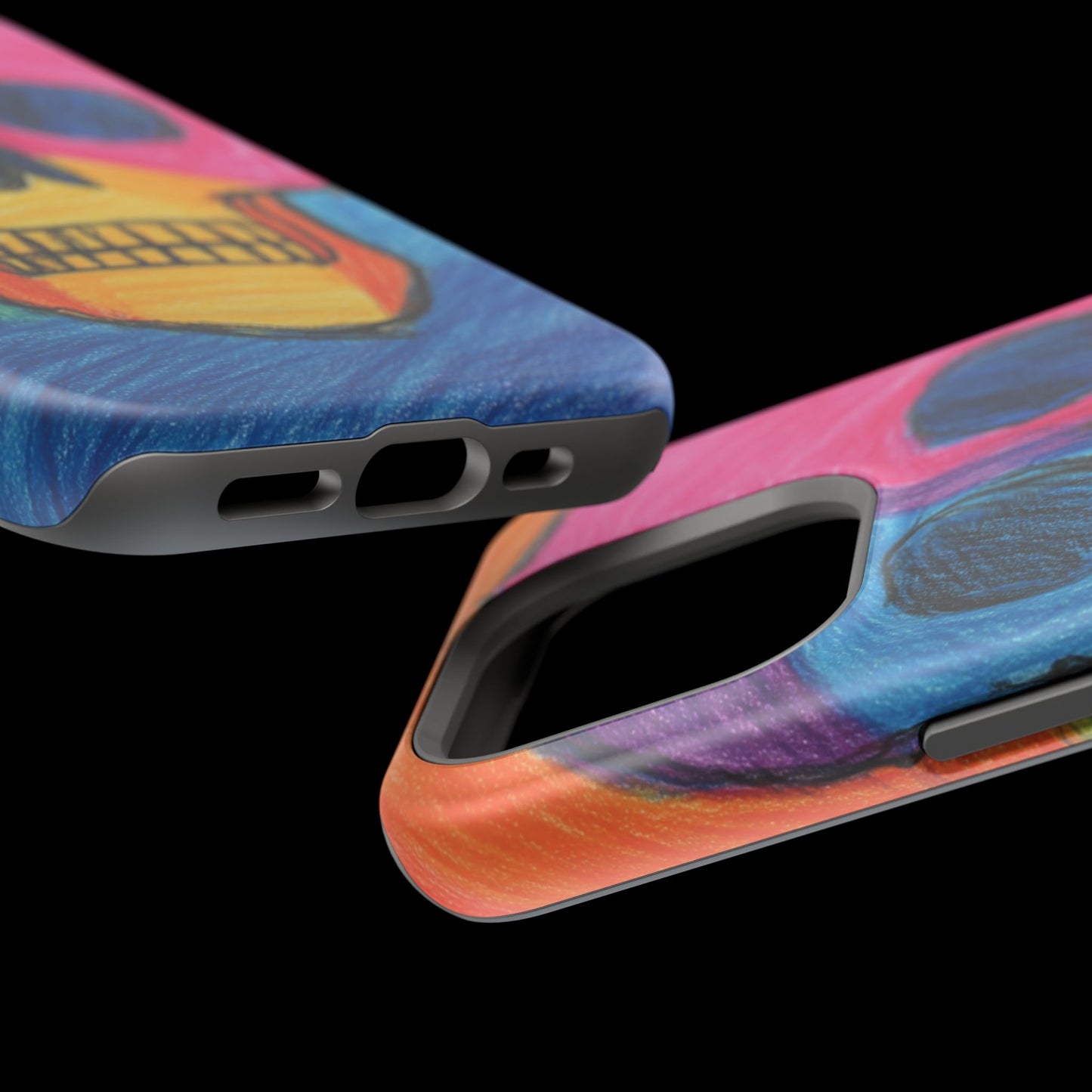 Colorful Skull Phone Case, Unique Art Case, Halloween Gift, Cute Skull Design, Impact-Resistant Cover