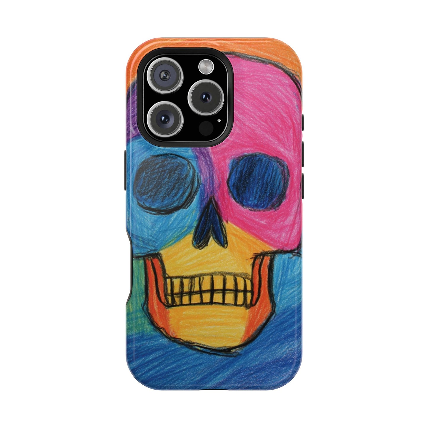 Colorful Skull Phone Case, Unique Art Case, Halloween Gift, Cute Skull Design, Impact-Resistant Cover