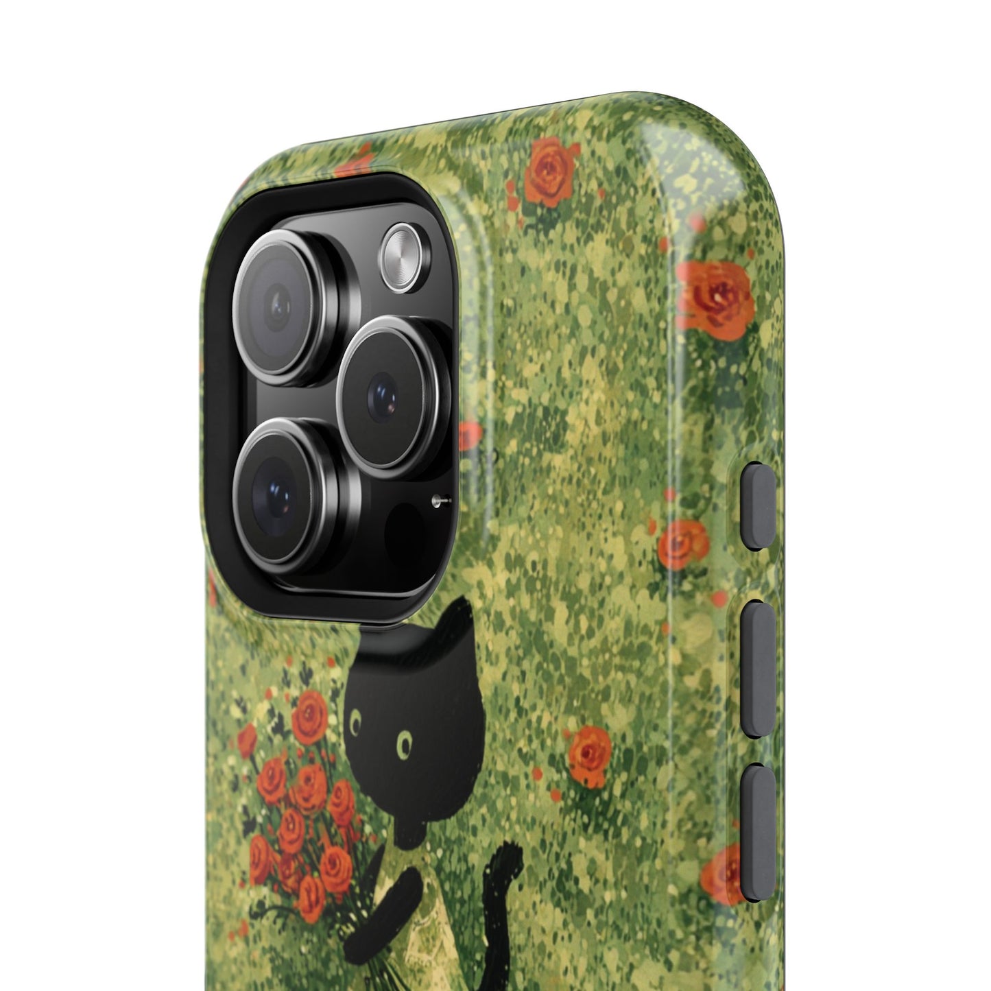 Cute Cat Floral Phone Case, Impact-Resistant Cases, Stylish Protection, Gift for Cat Lovers, Birthday Presents, Unique Accessories