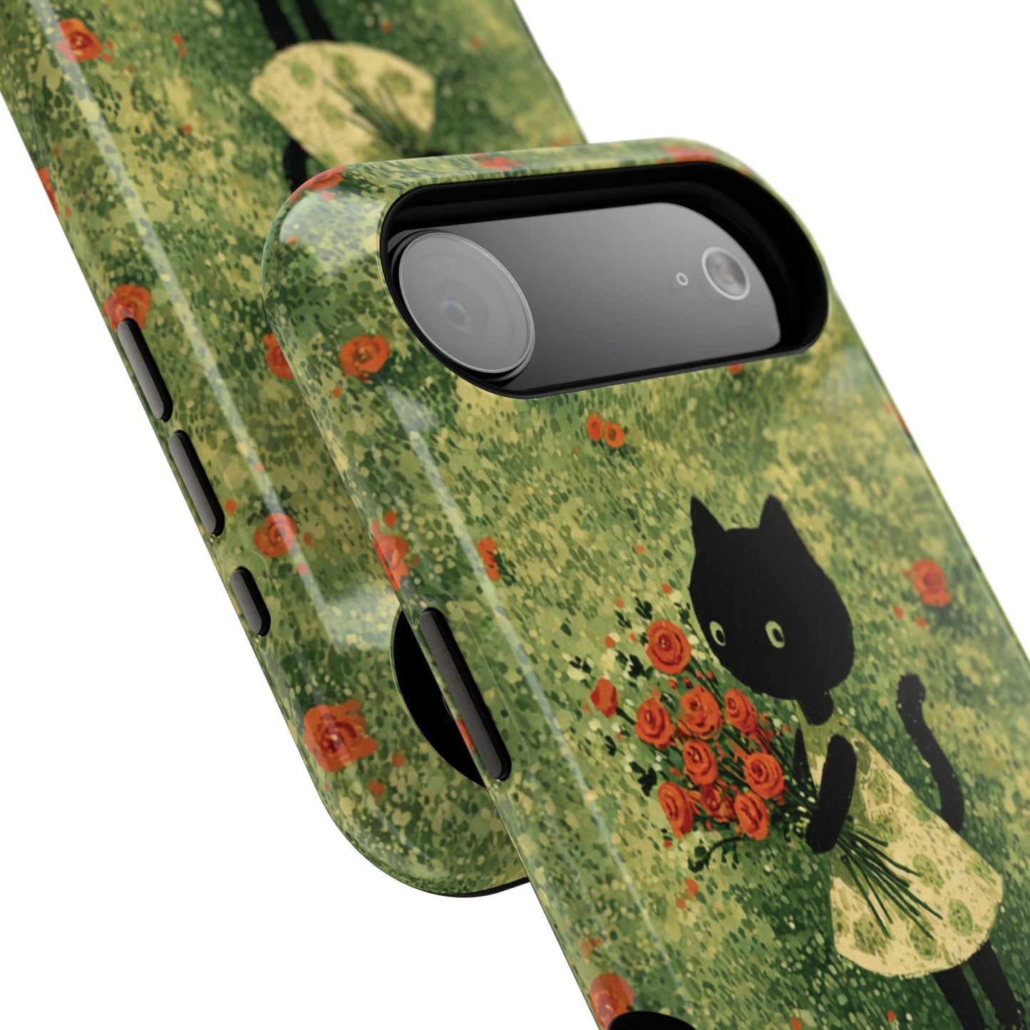 Cute Cat Floral Phone Case, Impact-Resistant Cases, Stylish Protection, Gift for Cat Lovers, Birthday Presents, Unique Accessories