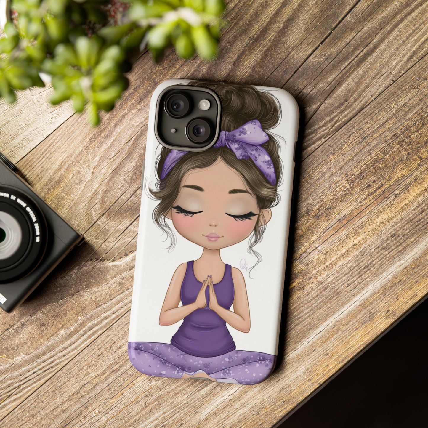 Yoga Phone Case for Mindfulness, Cute Girl Design, Gift for Yogis, Meditation Accessory, Stylish Phone Cover, Zen Vibe