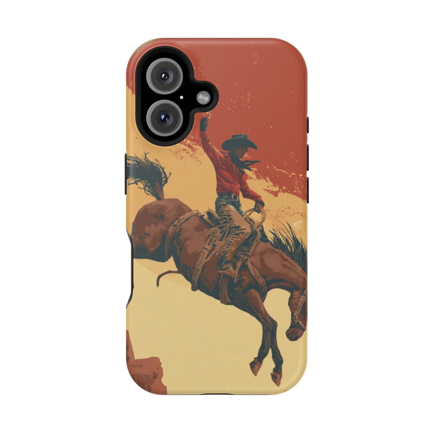 Magnetic Phone Case - Vintage Cowboy Design, Durable Cell Phone Cover, Western Style Accessory, Unique Gift for Rodeo Fans, Protective Case
