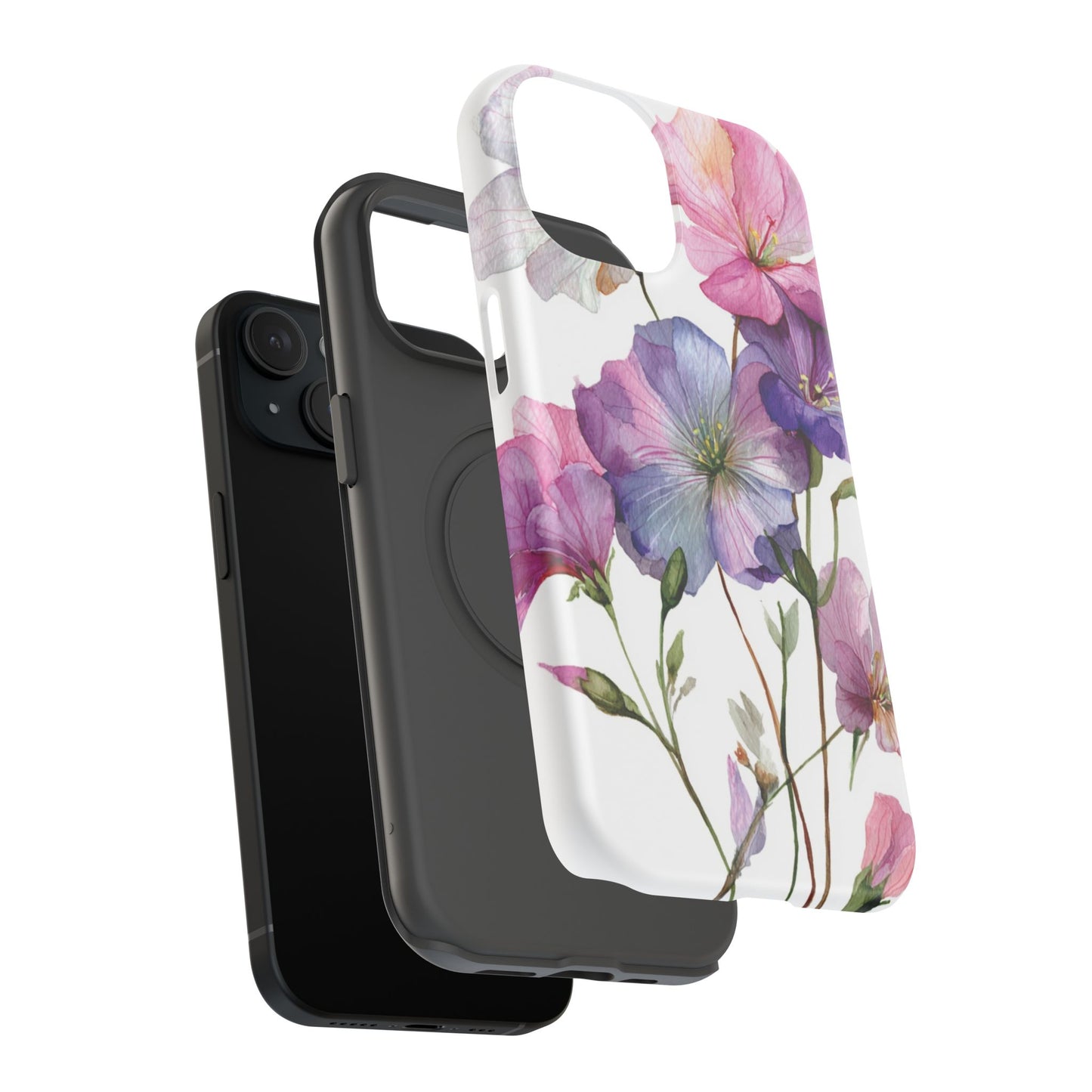 Floral Impact-Resistant Phone Case, Flower Phone Cover, Durable Floral Design Case, Gift for Her, Protective Phone Accessories