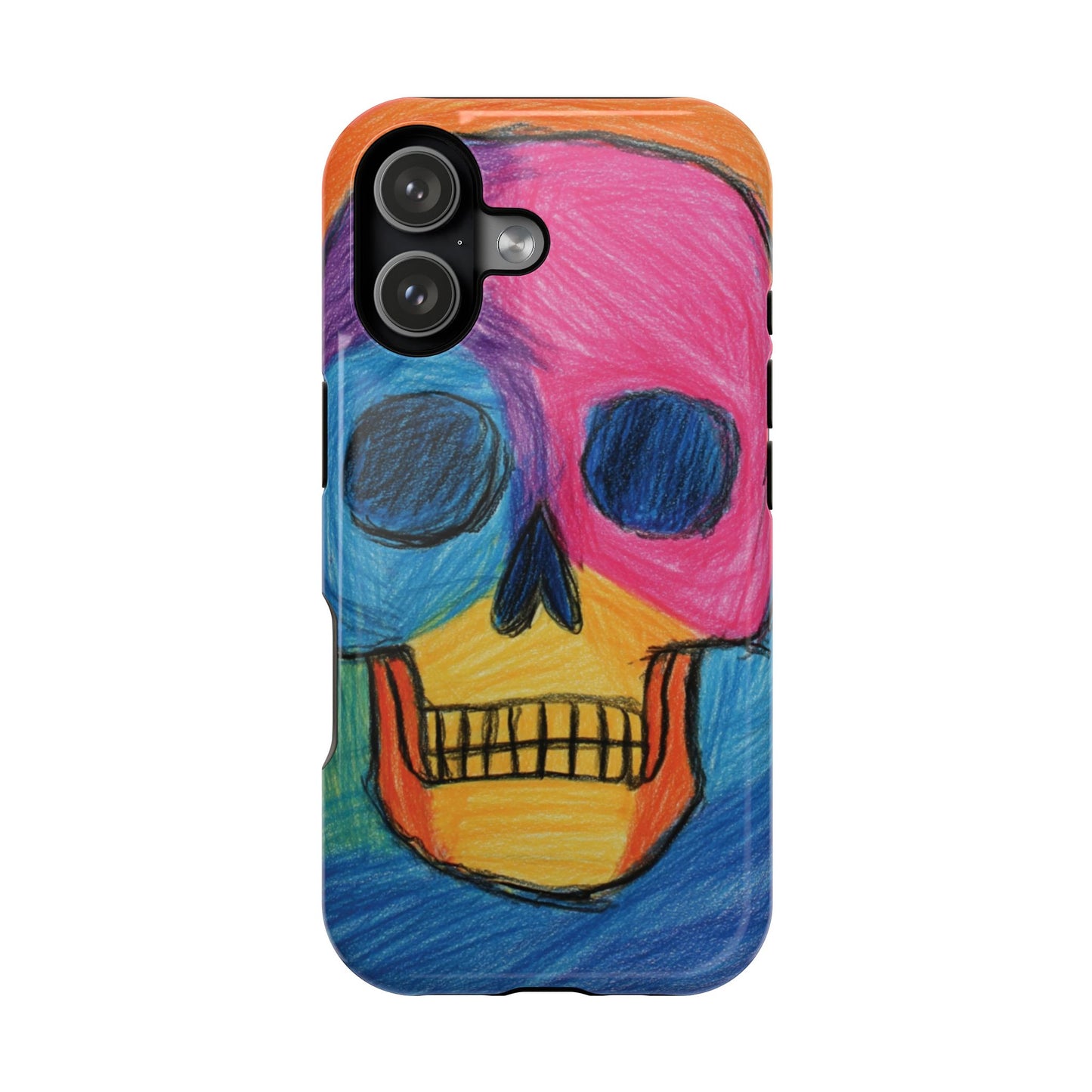 Colorful Skull Phone Case, Unique Art Case, Halloween Gift, Cute Skull Design, Impact-Resistant Cover