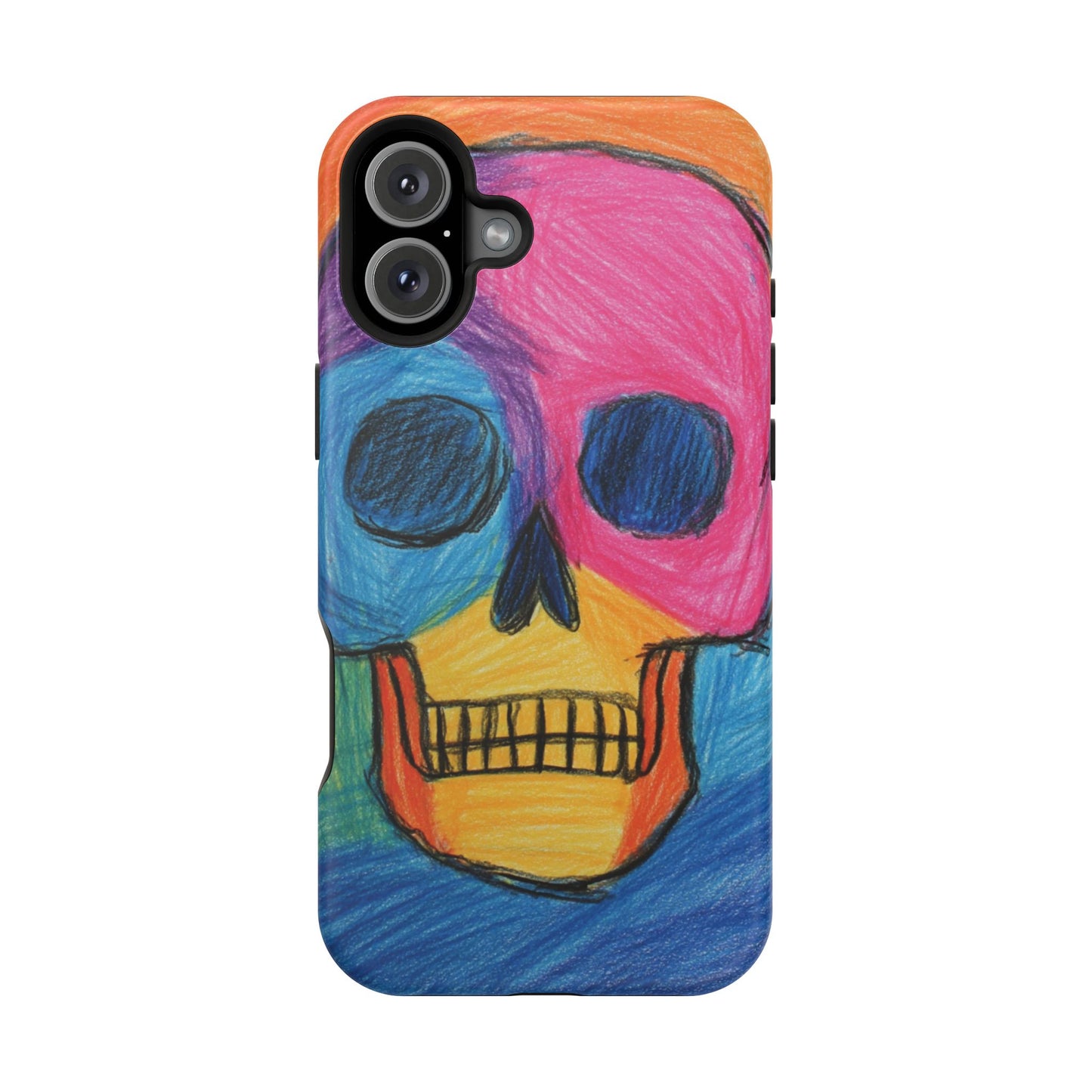Colorful Skull Phone Case, Unique Art Case, Halloween Gift, Cute Skull Design, Impact-Resistant Cover
