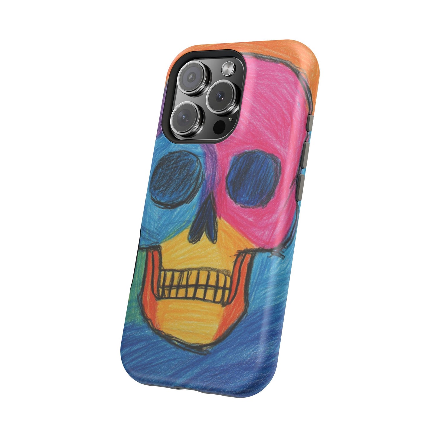 Colorful Skull Phone Case, Unique Art Case, Halloween Gift, Cute Skull Design, Impact-Resistant Cover