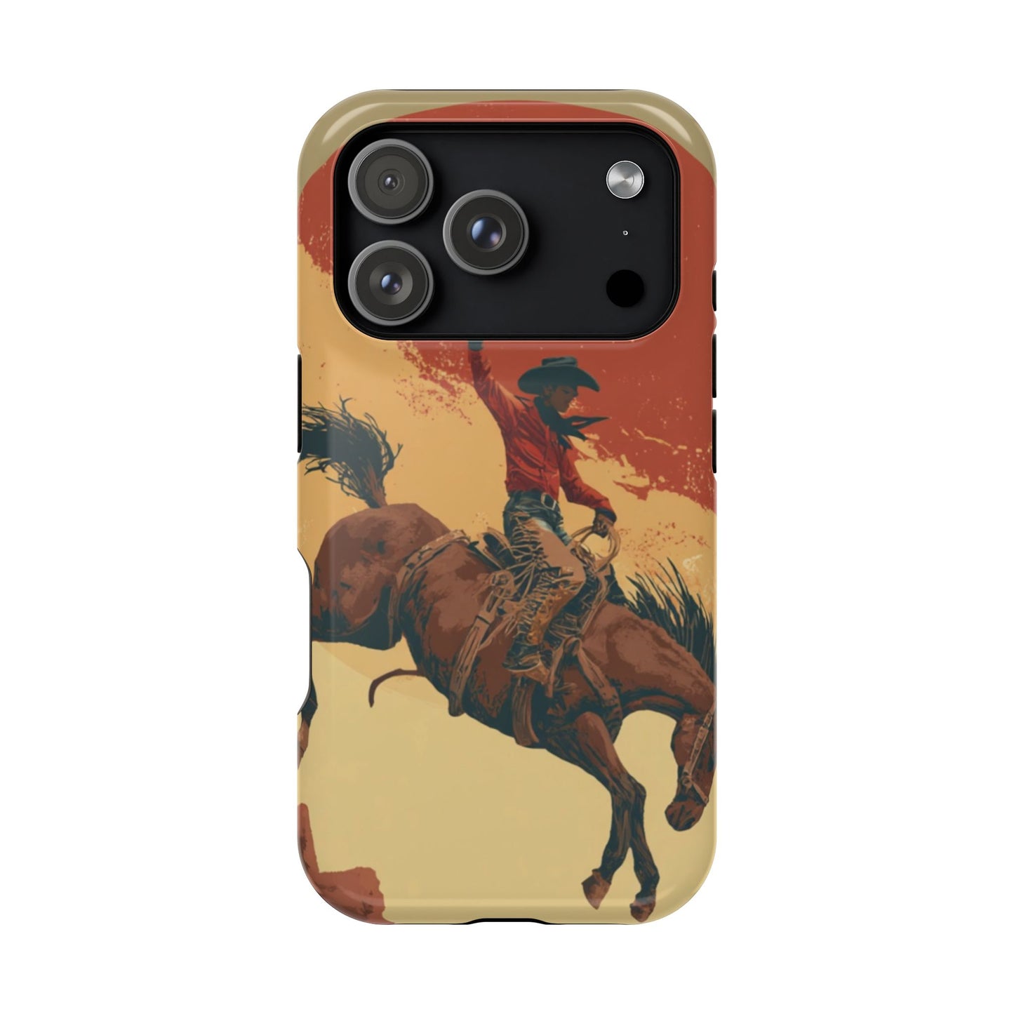 Magnetic Phone Case - Vintage Cowboy Design, Durable Cell Phone Cover, Western Style Accessory, Unique Gift for Rodeo Fans, Protective Case