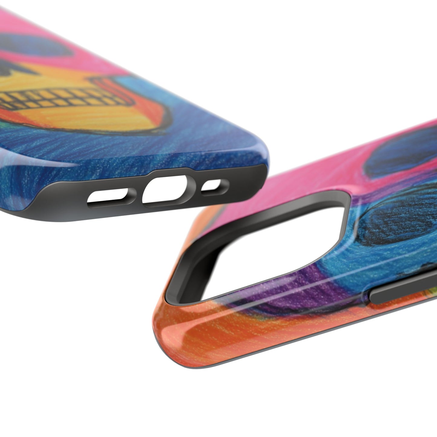 Colorful Skull Phone Case, Unique Art Case, Halloween Gift, Cute Skull Design, Impact-Resistant Cover